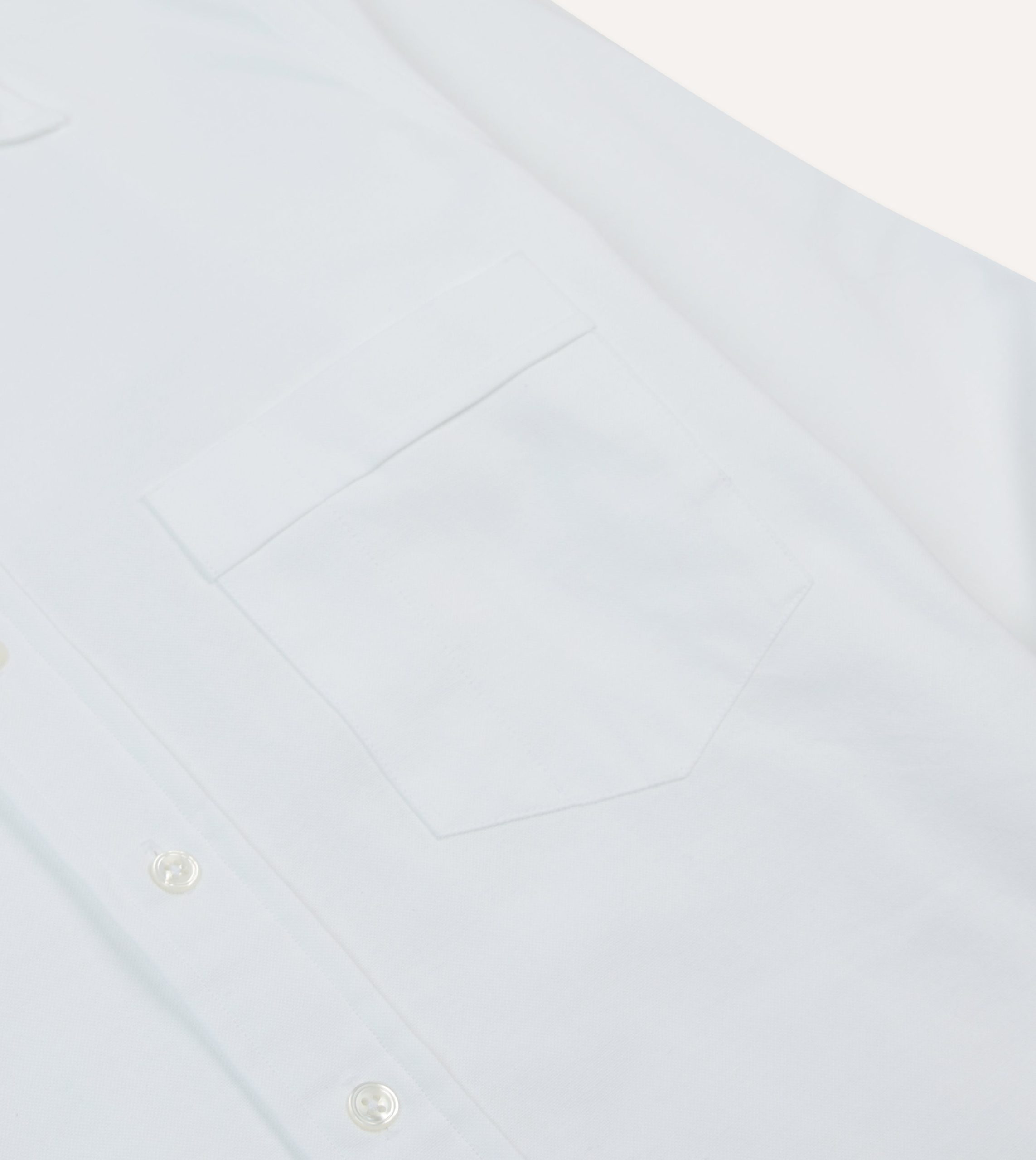 White Cotton Oxford Cloth Long Point Collar Shirt - Image 4