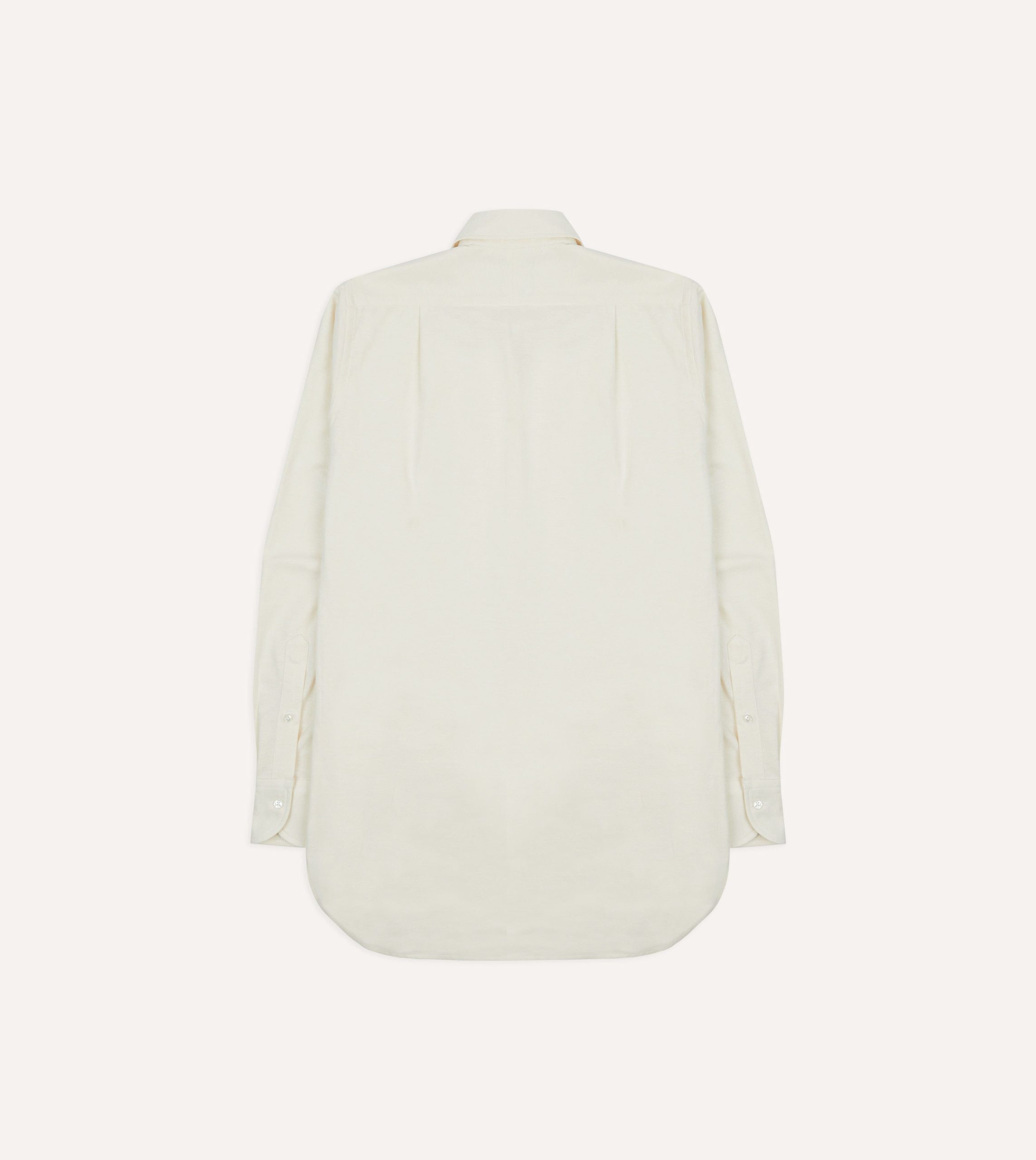 Cream Cotton Oxford Cloth Long Point Collar Shirt - Image 6