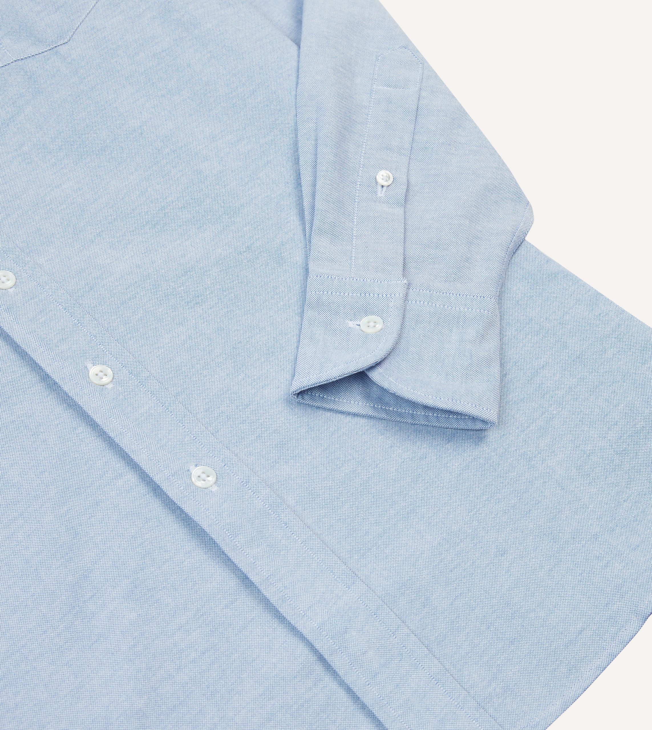 Blue Cotton Oxford Cloth Long Point Collar Shirt - Image 5