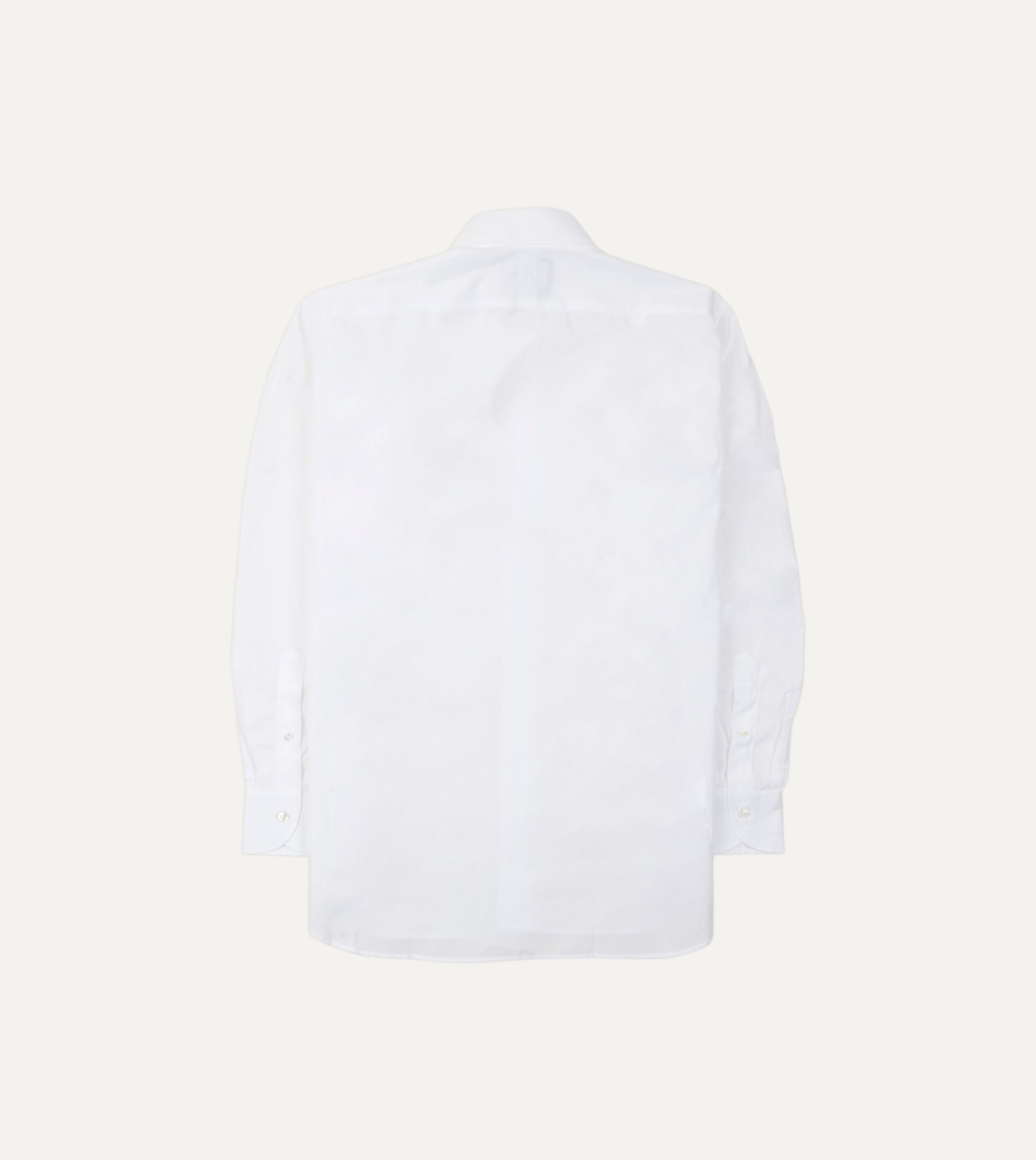 White Cotton Poplin Long Point Collar Shirt - Image 3