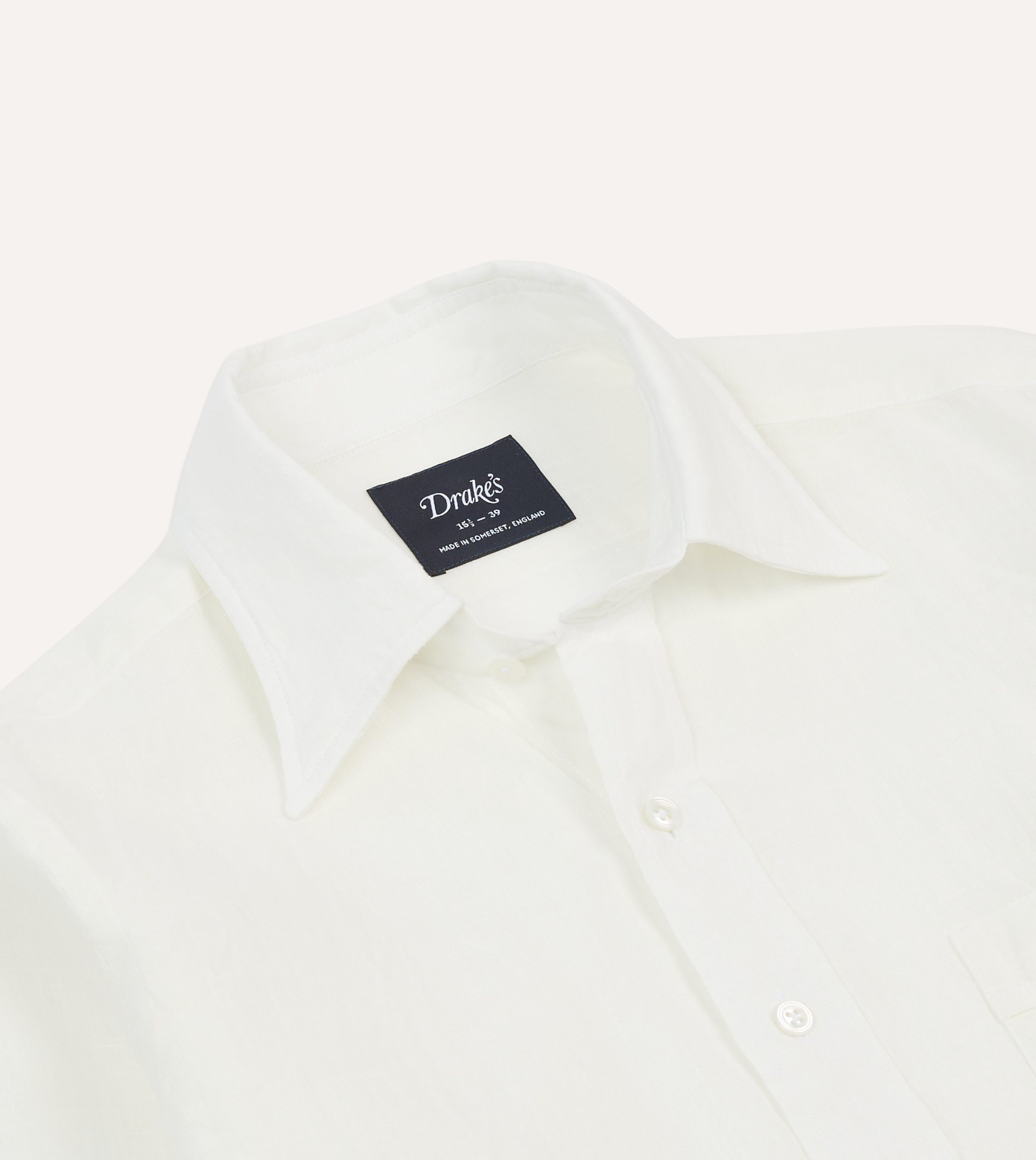 Ecru Linen Long Point Collar Shirt - Image 3