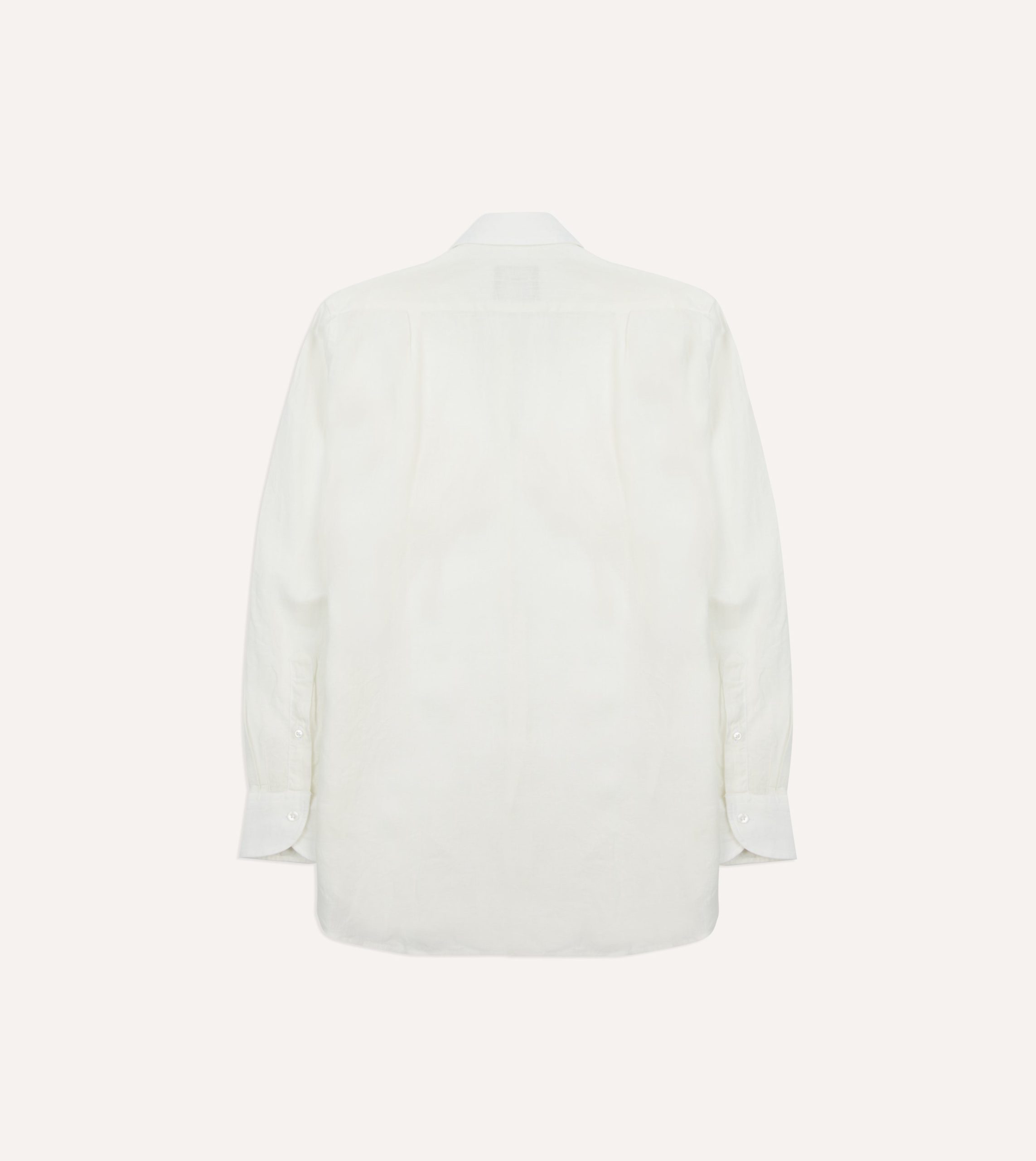 Ecru Linen Long Point Collar Shirt - Image 6