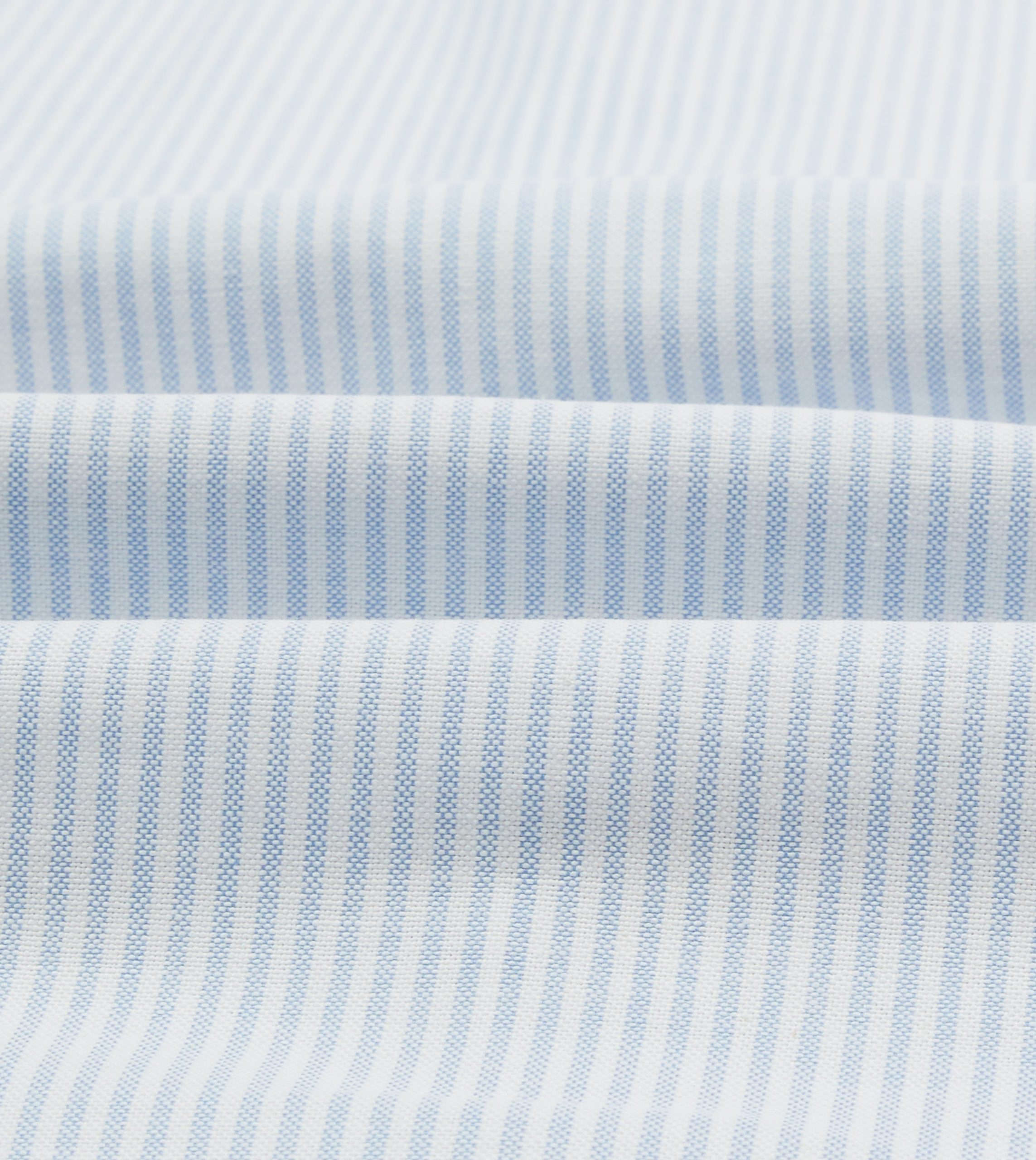 Light Blue and White Ticking Stripe Cotton Oxford Cloth Long Point Collar Shirt - Image 2