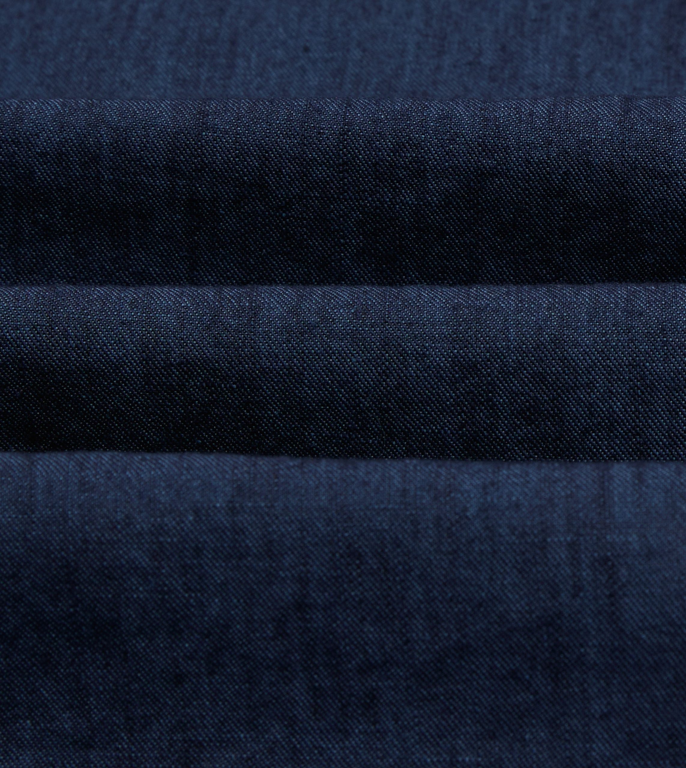 Navy Cotton Linen Two-Pocket Work Shirt - Image 2