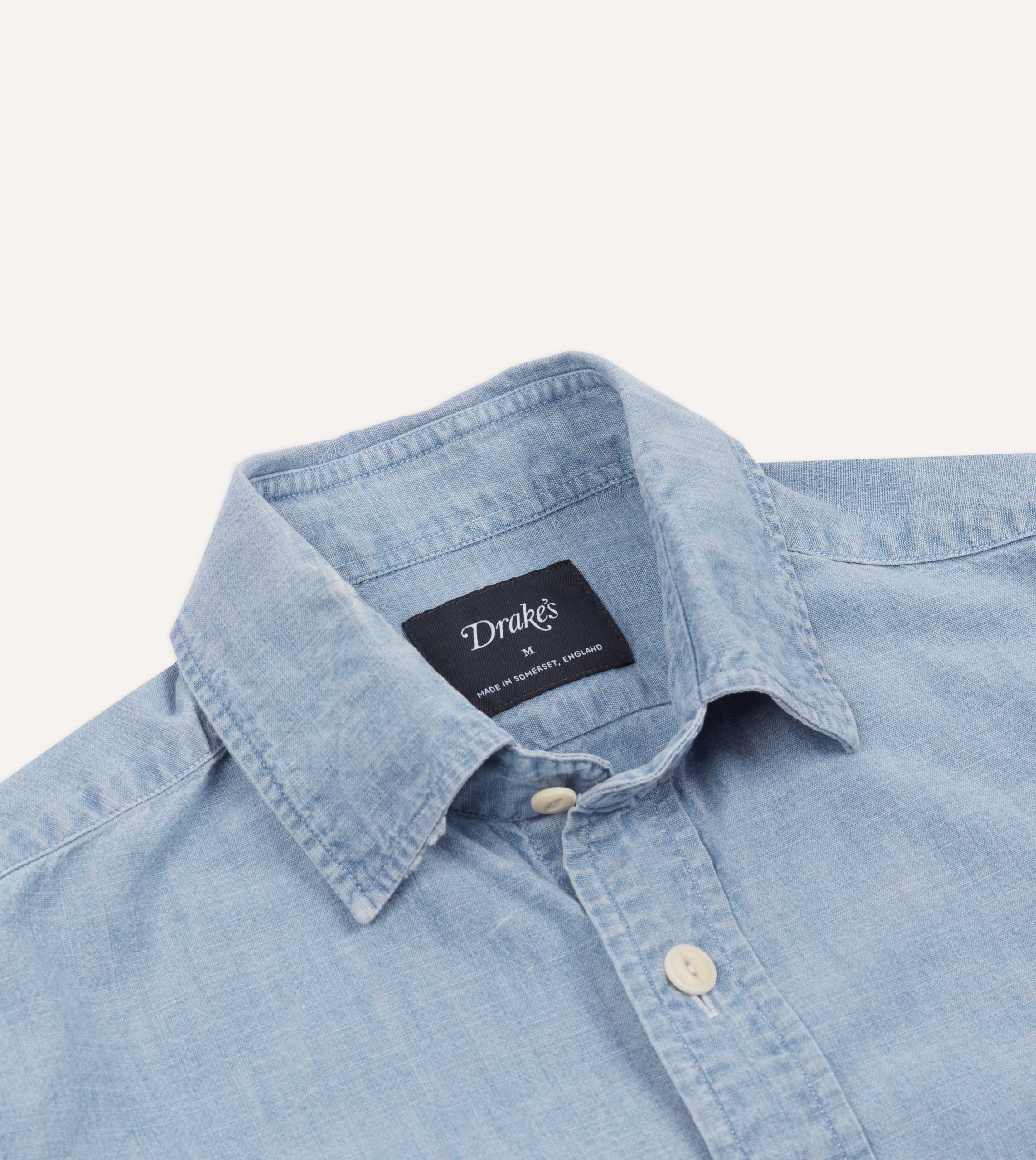 Blue Cotton Chambray Two-Pocket Work Shirt - Image 3