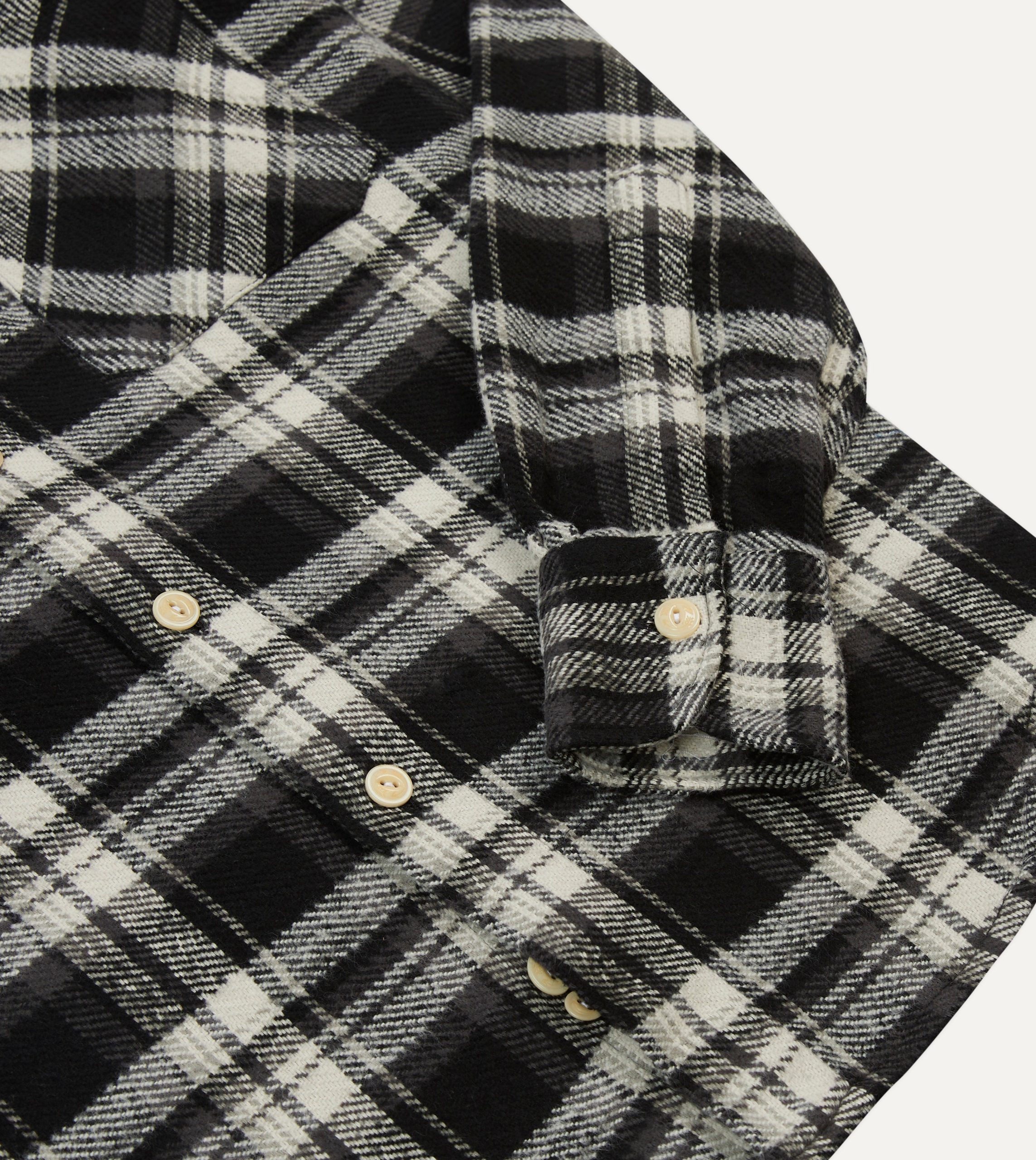 Drake's by A. Levine Black Check Cotton Two-Pocket Work Shirt - Image 5