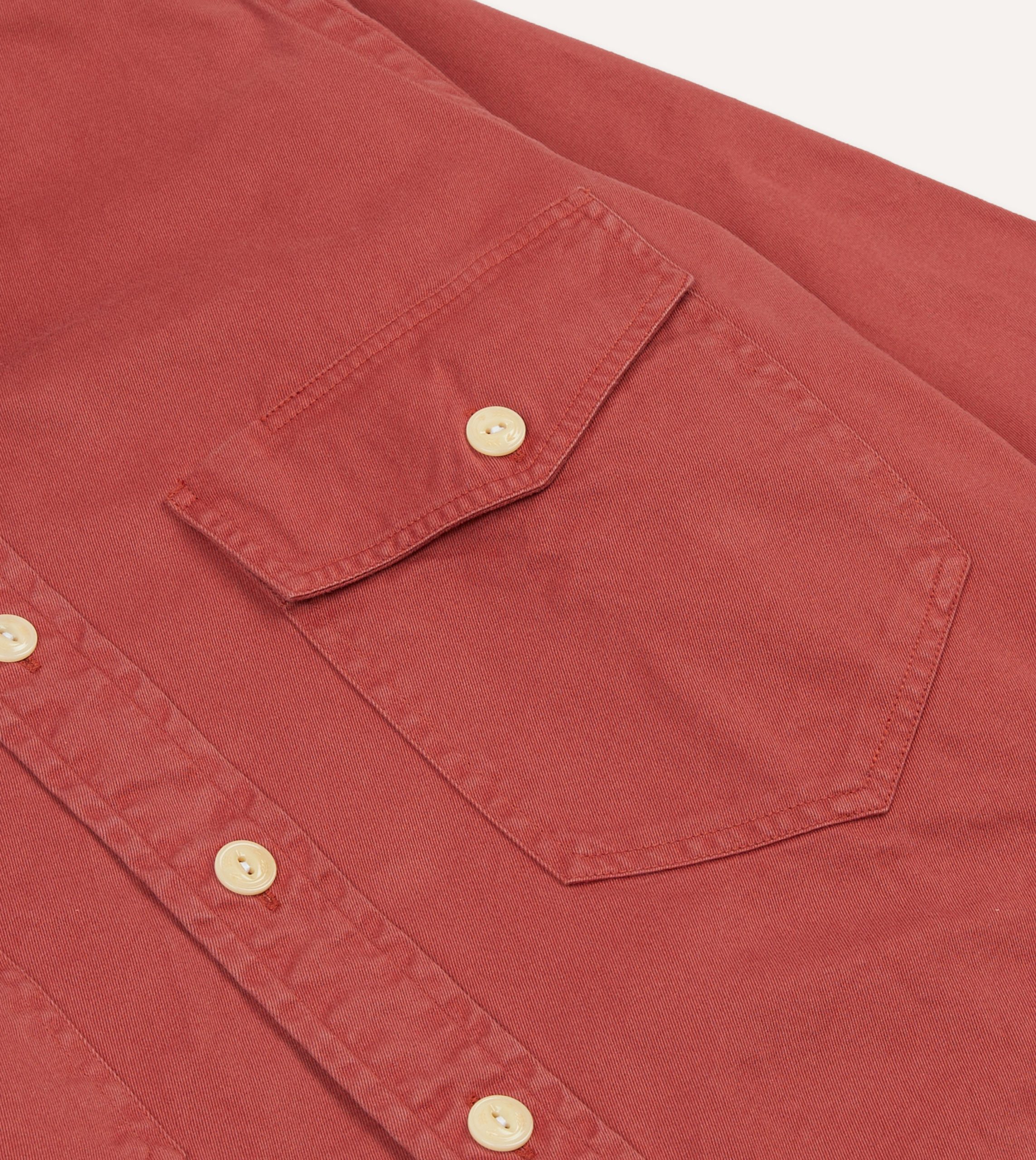 Red Cotton Long Point Collar Work Shirt - Image 4