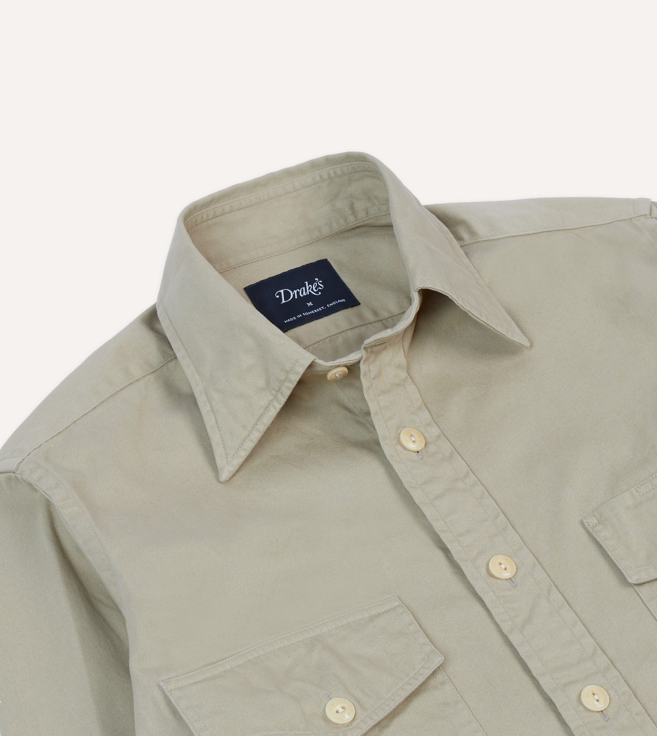 Stone Cotton Long Point Collar Work Shirt - Image 3