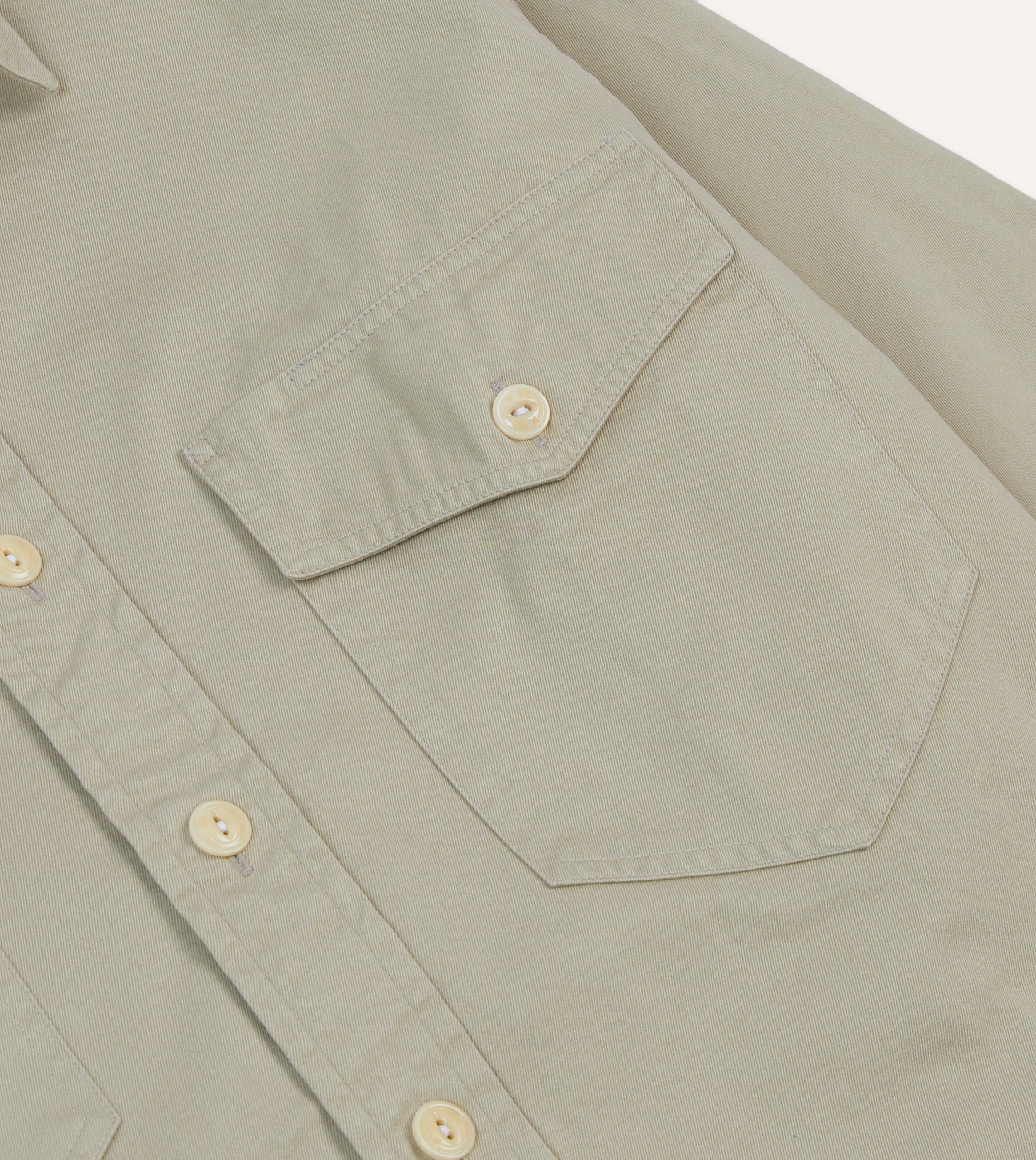 Stone Cotton Long Point Collar Work Shirt - Image 4