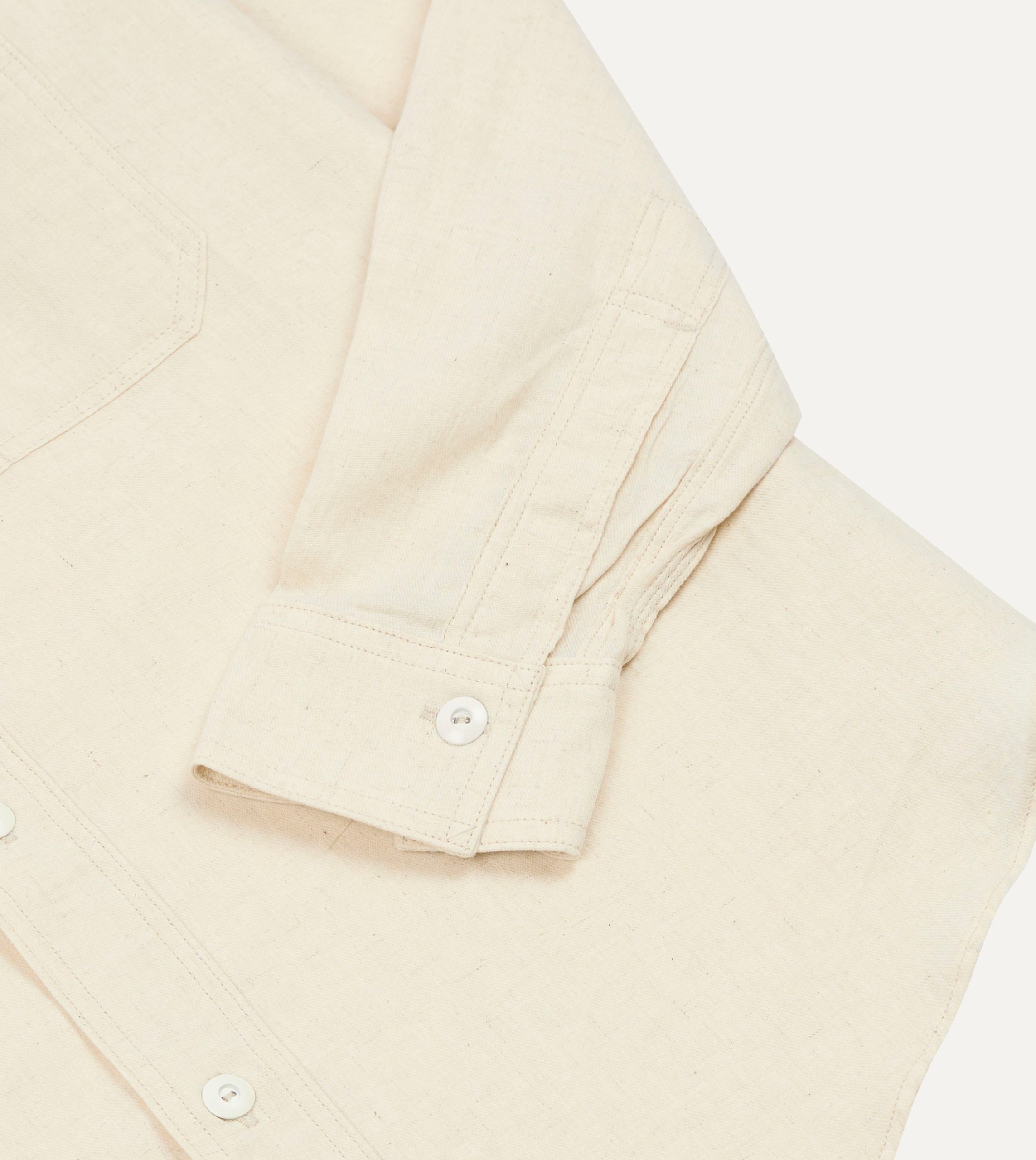 Big Yank '1920' Ecru Cotton-Linen Twill Flyer Shirt - Image 6