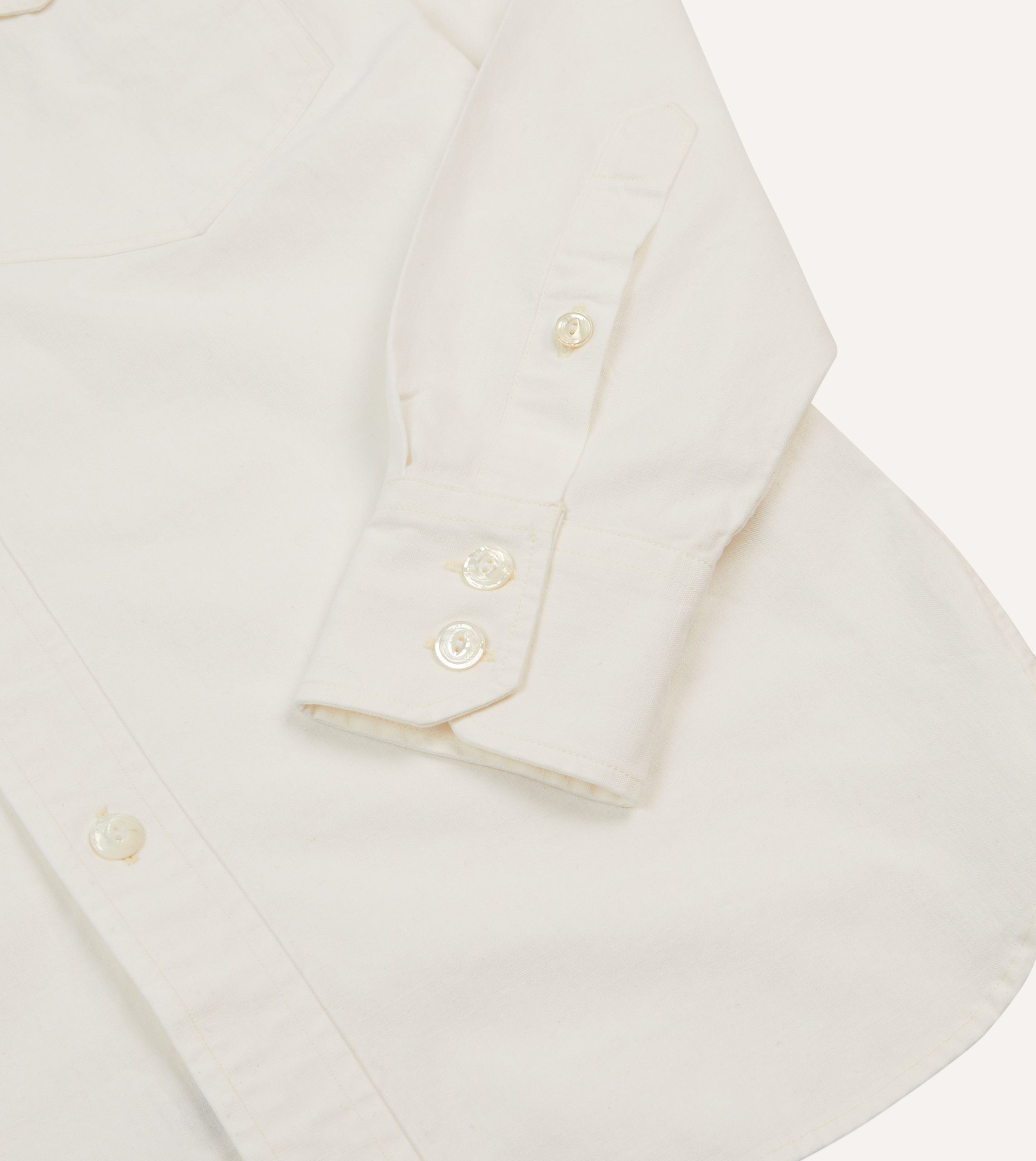 White Cotton Two-Pocket Work Shirt - Image 5