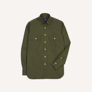 Olive Ripstop Cotton Work Shirt