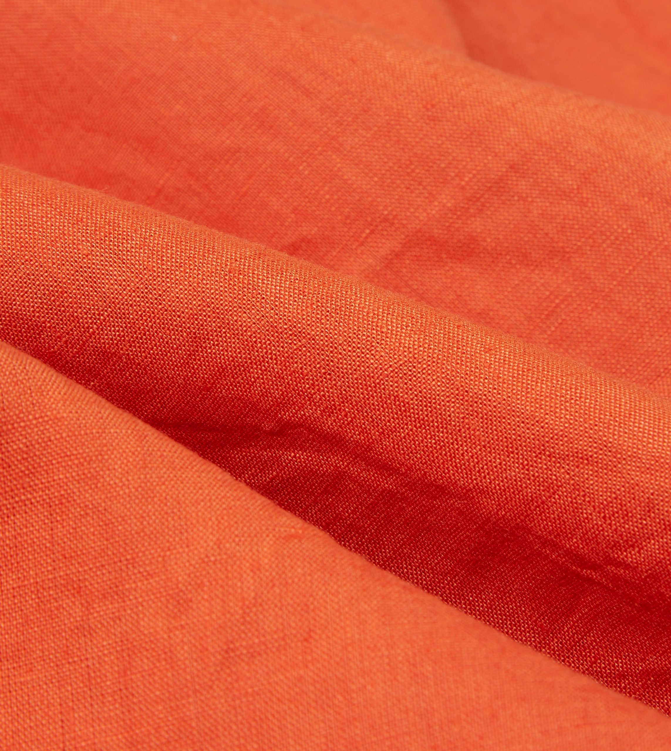 Orange Linen Spread Collar Shirt - Image 2