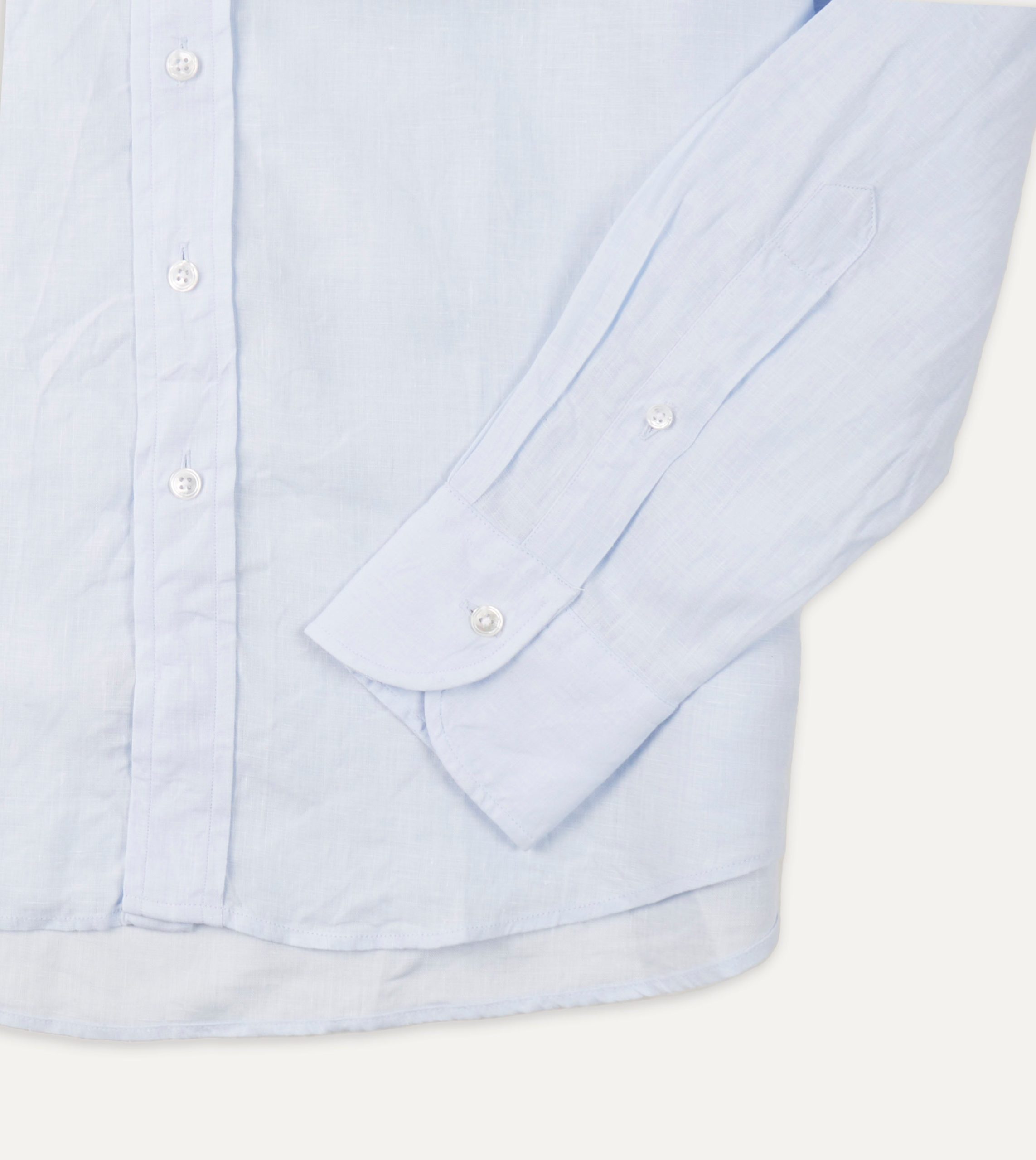 Light Blue Linen Spread Collar Shirt - Image 4
