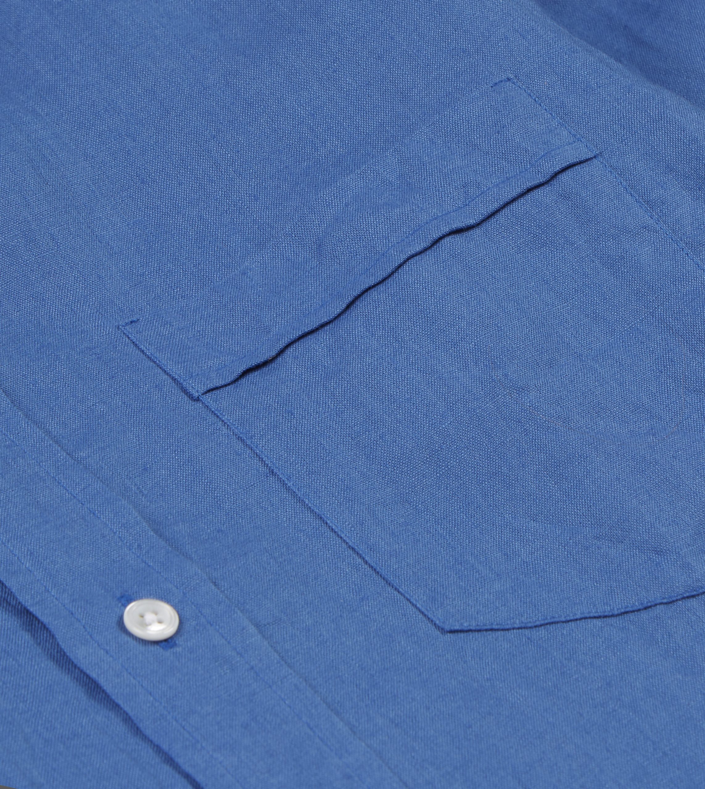 Bright Navy Linen Spread Collar - Image 5