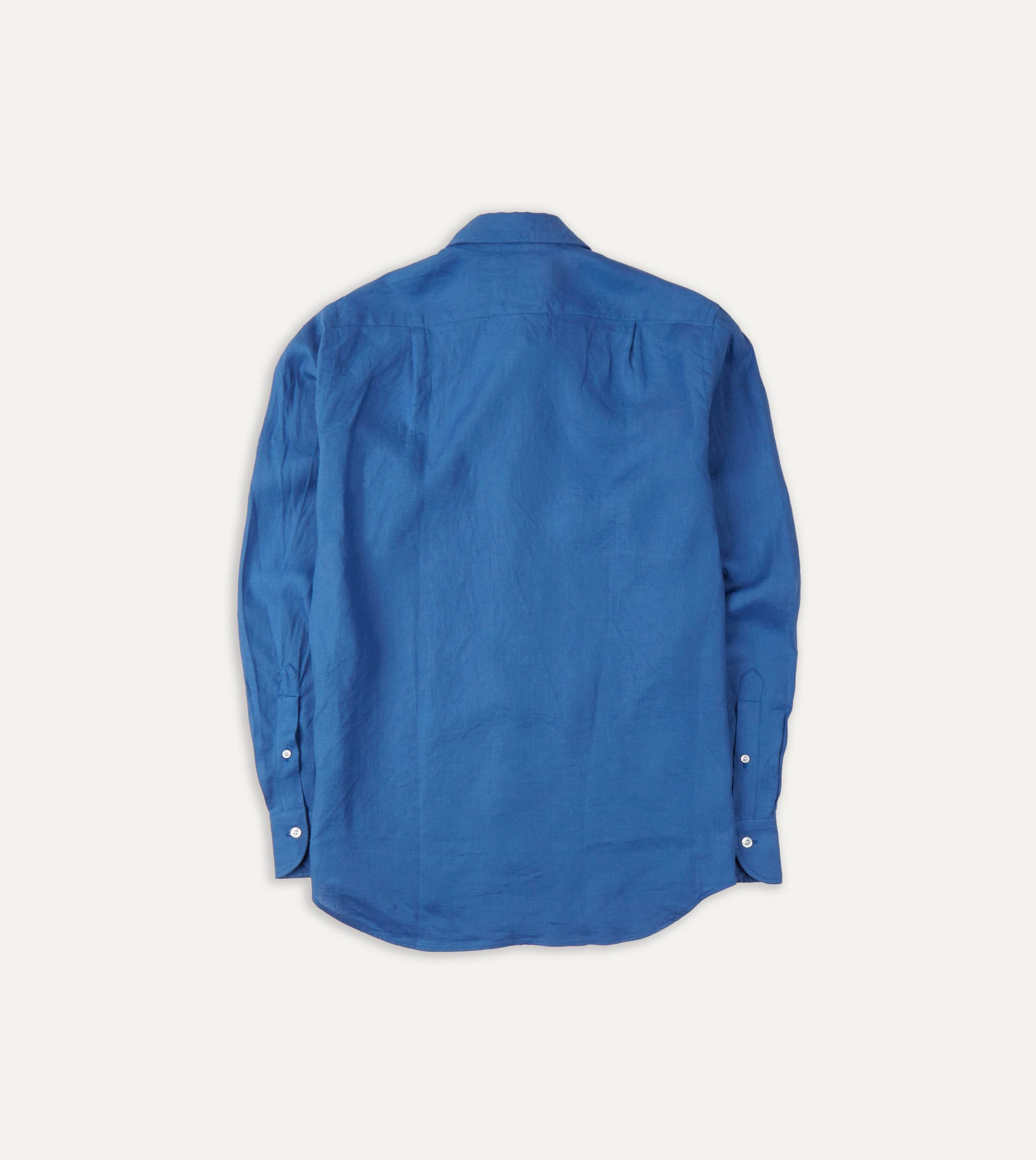 Bright Navy Linen Spread Collar - Image 3