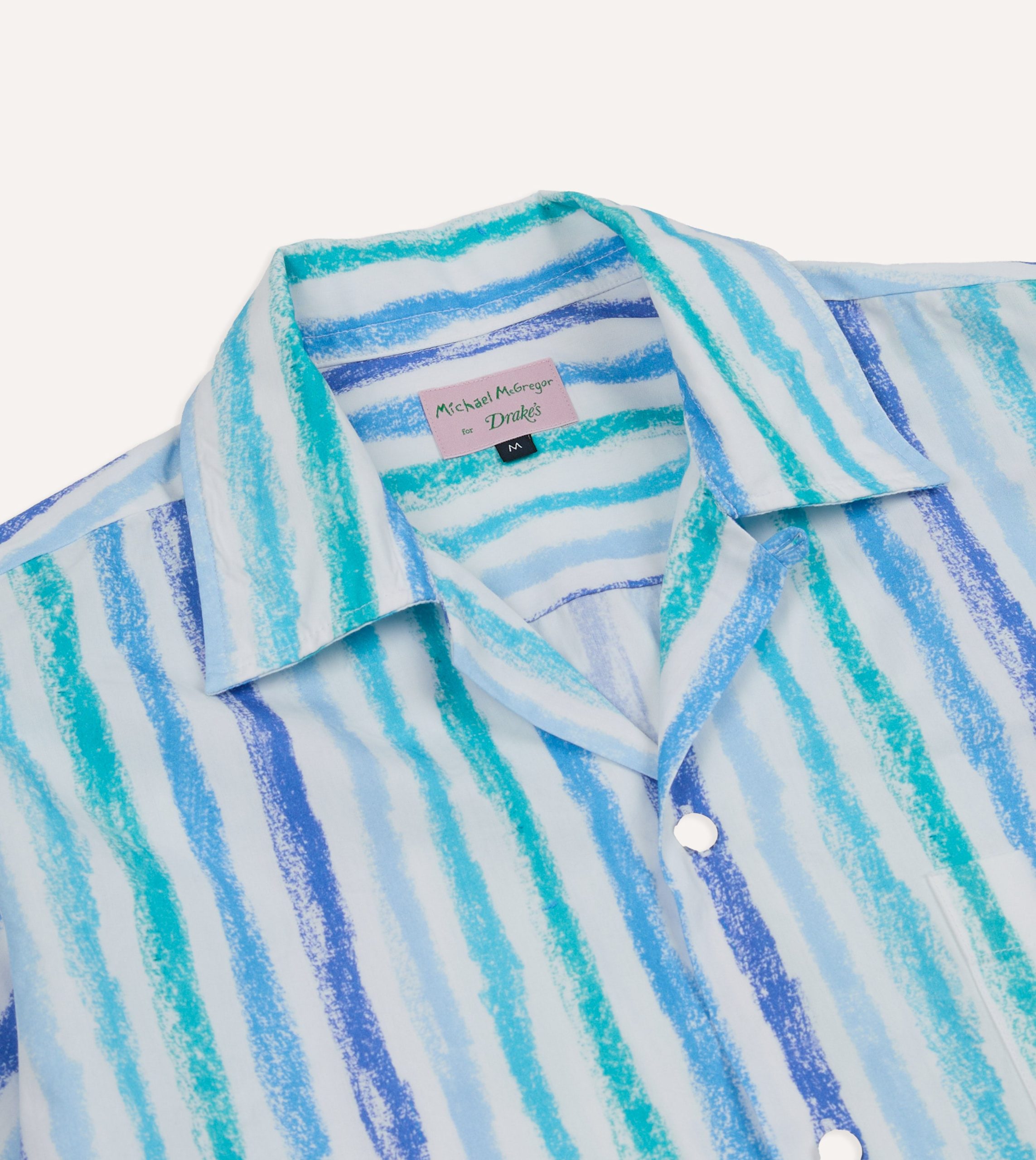 Michael McGregor for Drake's Stripe Camp Collar Shirt - Image 3