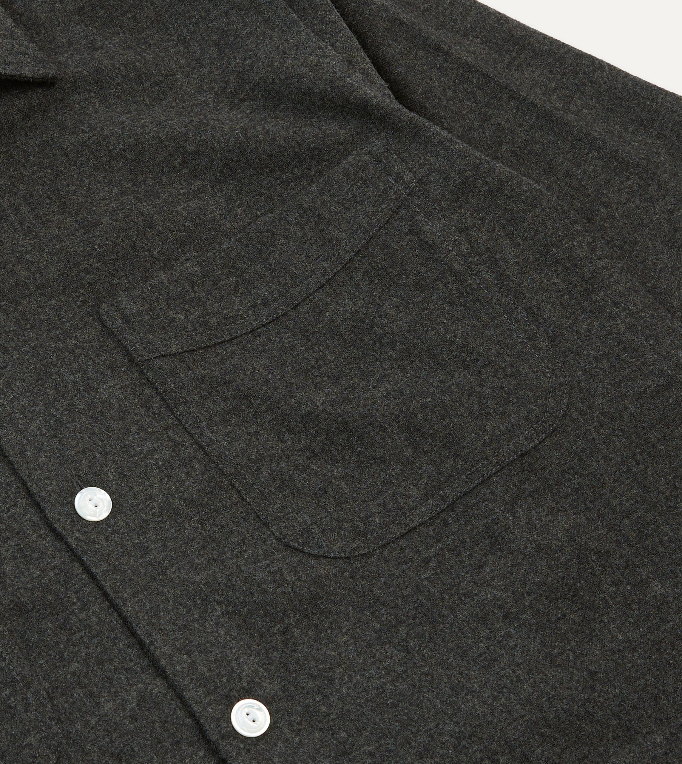 Grey Wool Four-Pocket Camp Collar Work Shirt - Image 4
