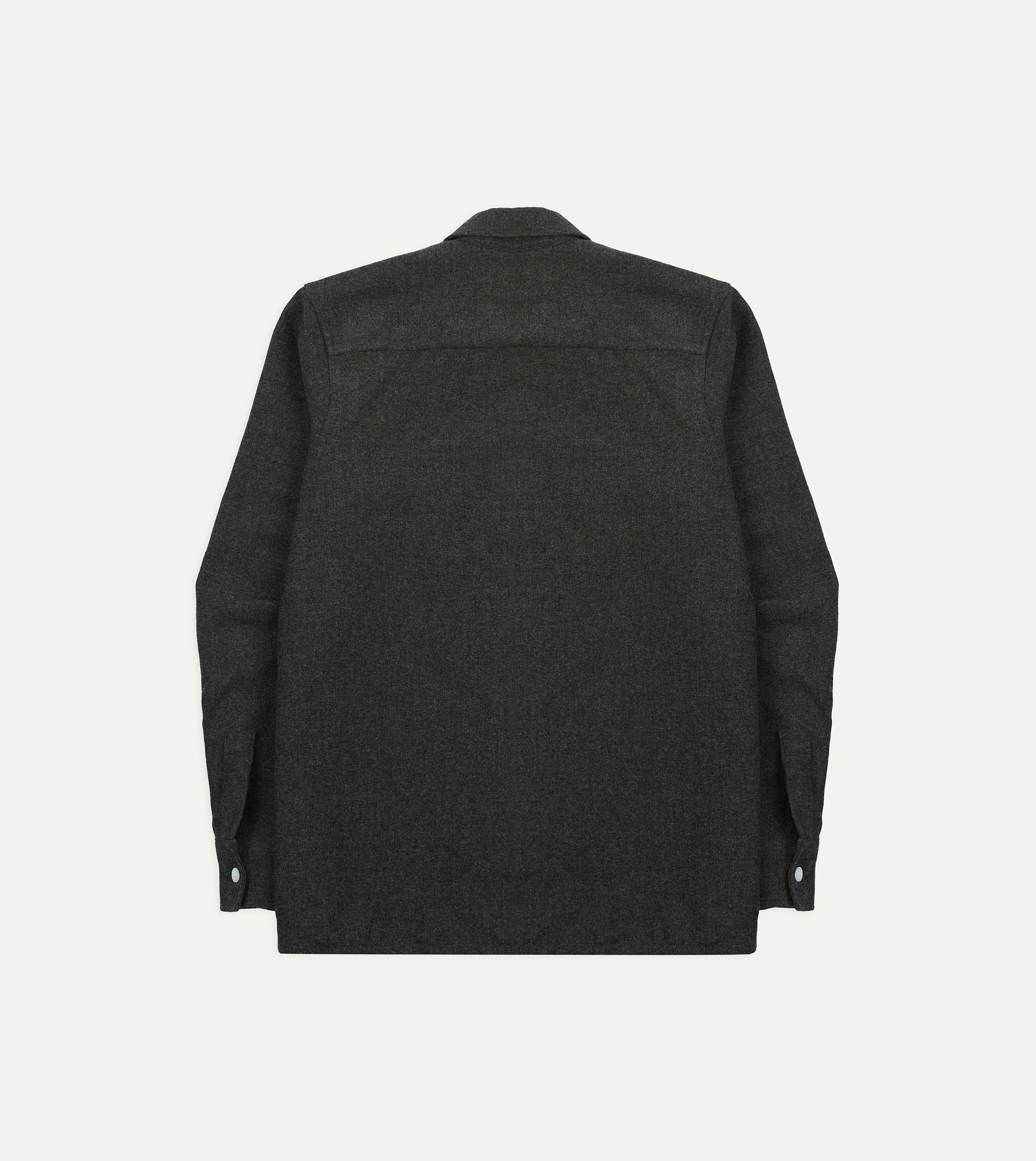 Grey Wool Four-Pocket Camp Collar Work Shirt - Image 6