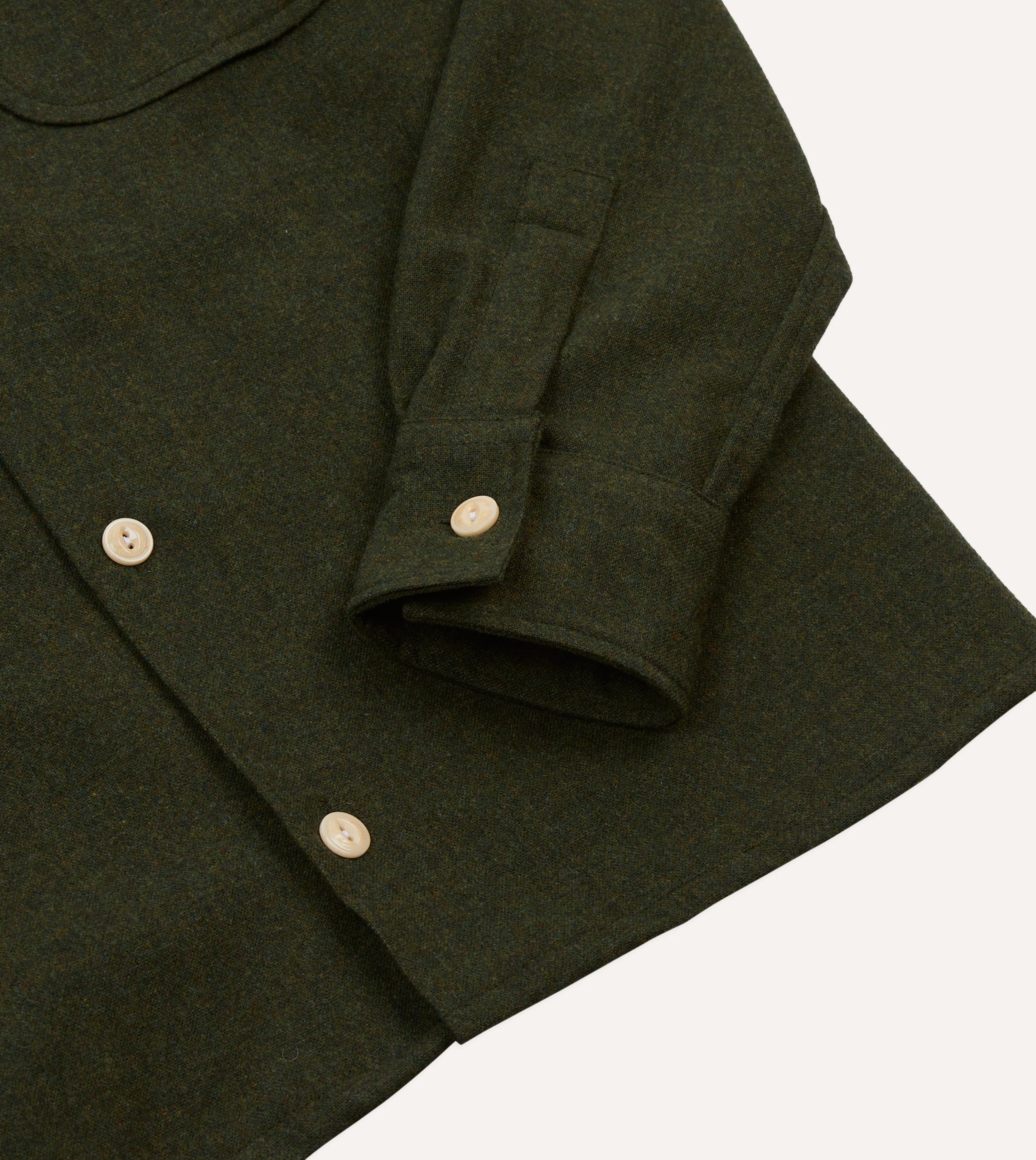 Dark Green Wool Two-Pocket Camp Collar Work Shirt - Image 5