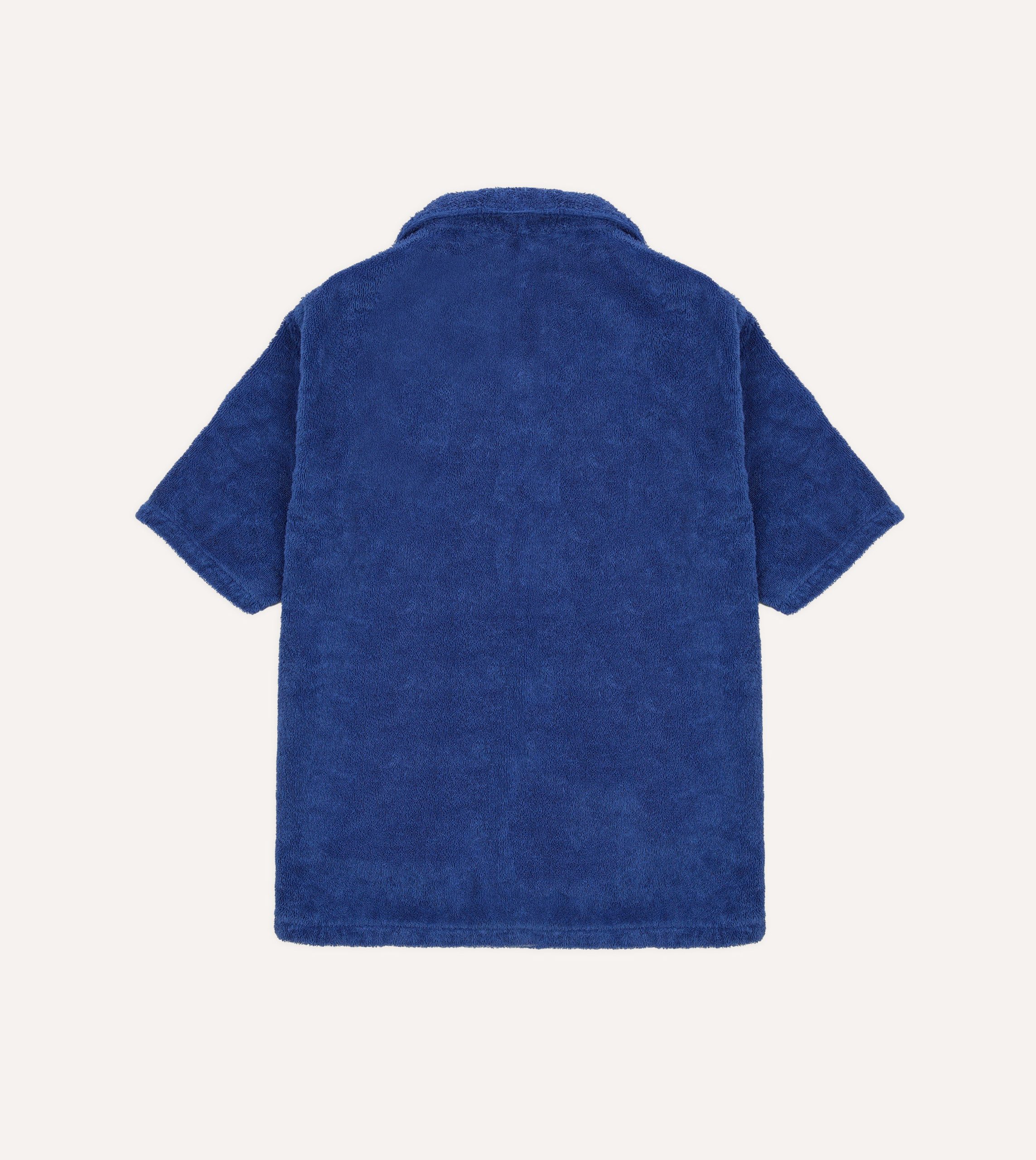 Blue Cotton Terry Towelling Short Sleeve Safari Shirt - Image 7