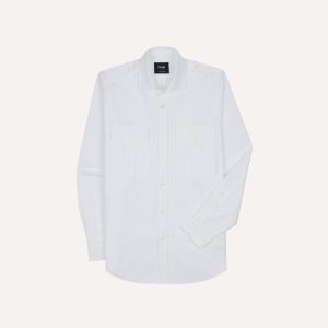 White Oxford Cotton Military Shirt