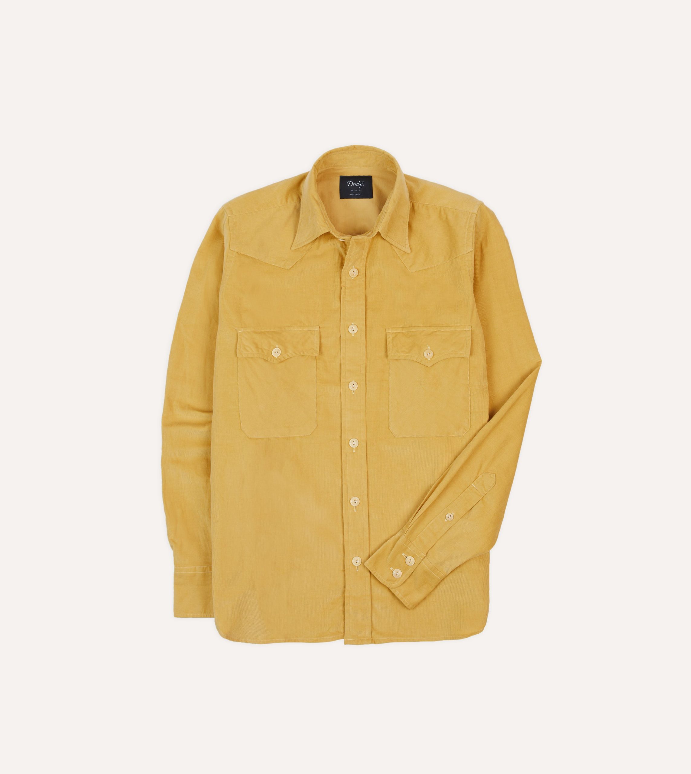 Yellow Corduroy Two-Pocket Western Shirt