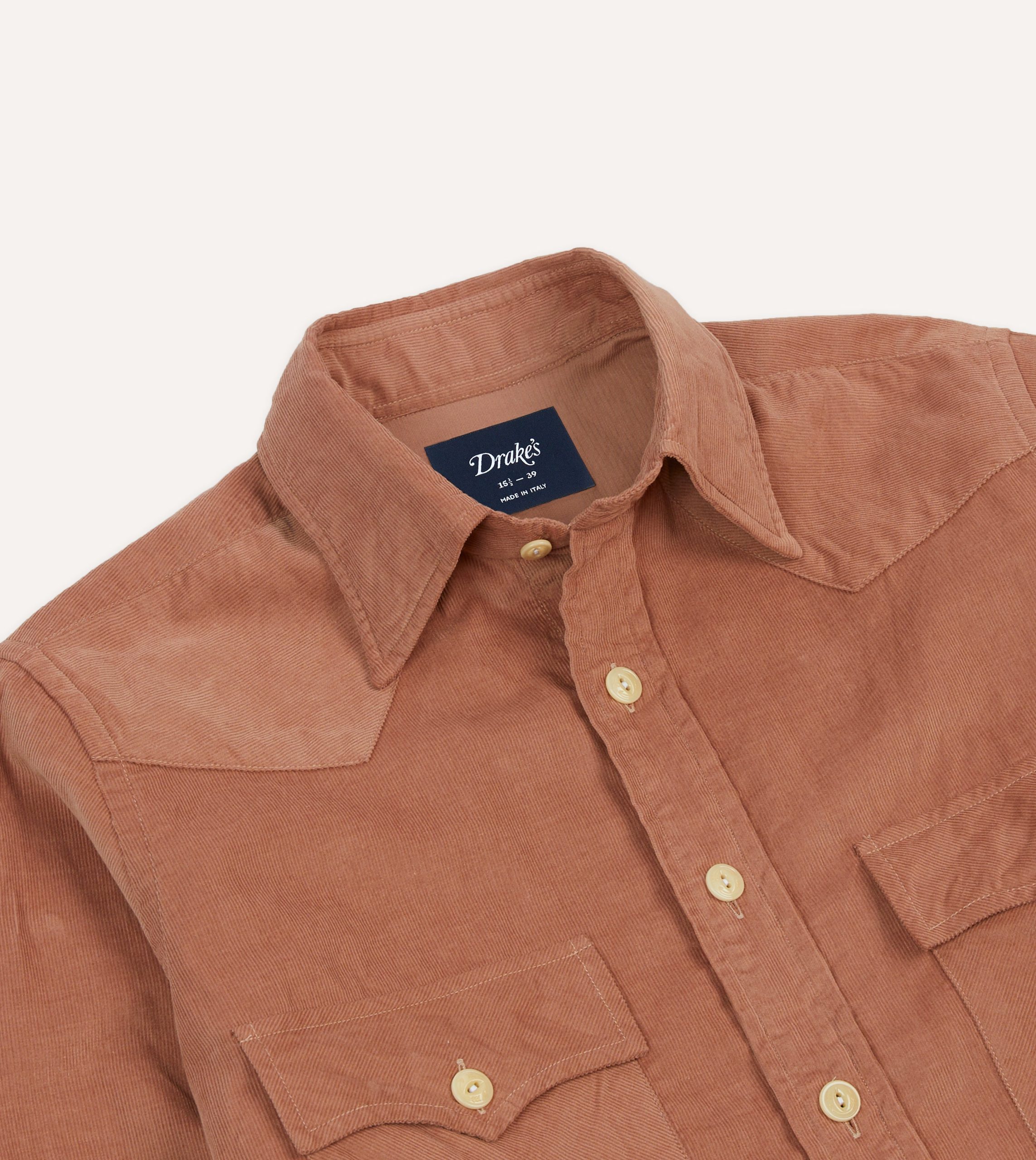 Washed Red Corduroy Two-Pocket Western Shirt - Image 3