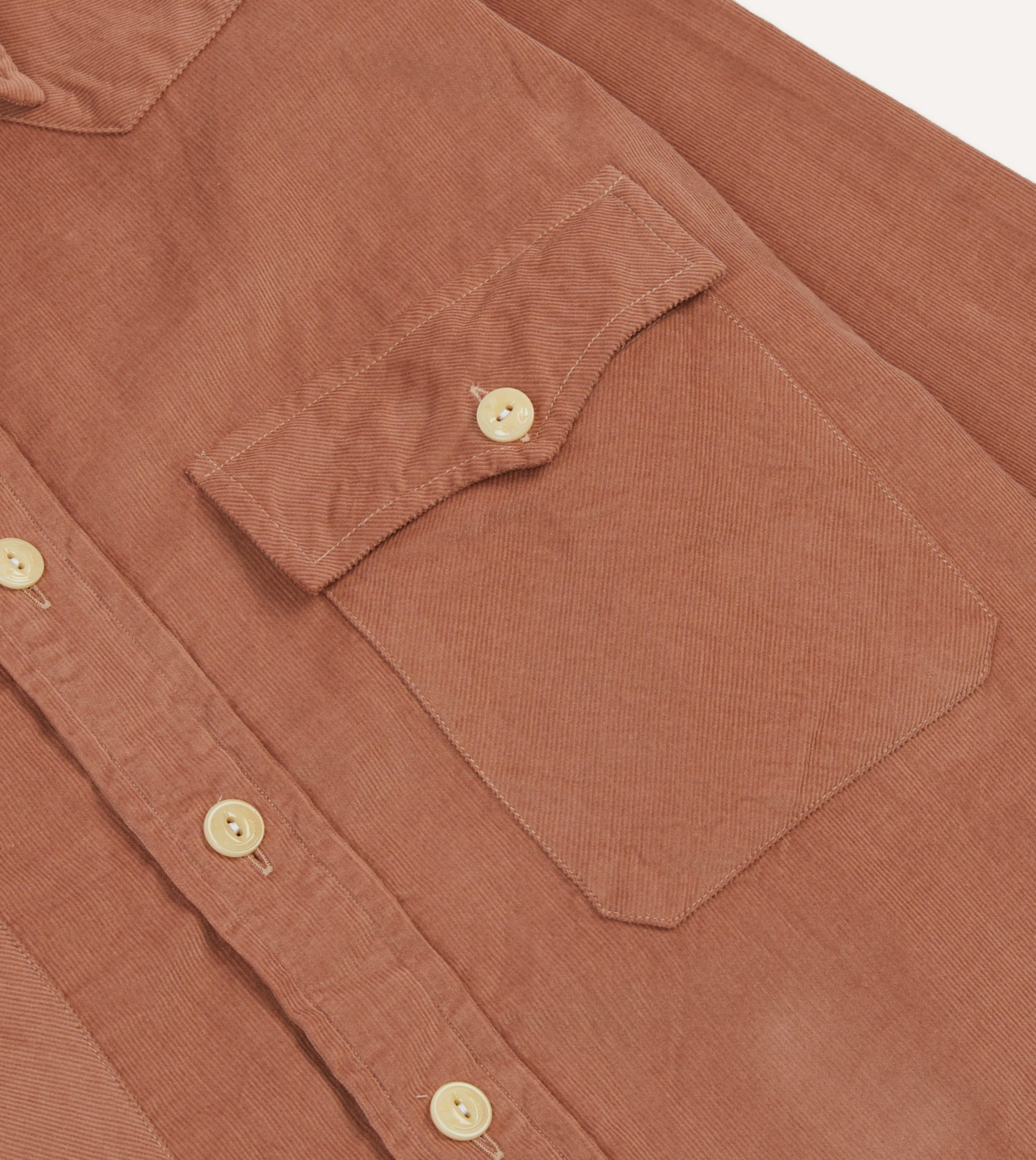 Washed Red Corduroy Two-Pocket Western Shirt - Image 4