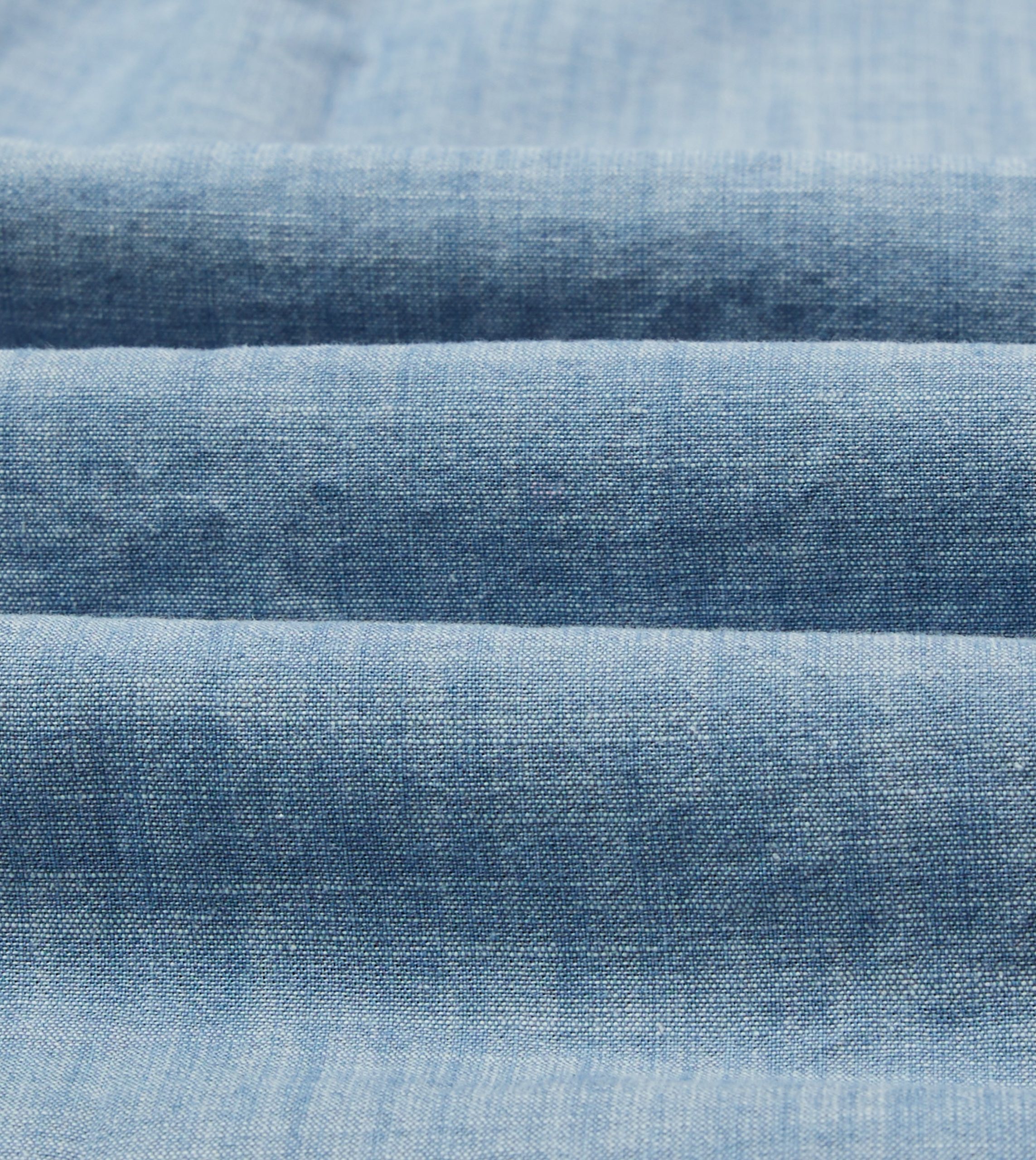 Chambray Cotton Mandarin Collar Shirt - Image 2