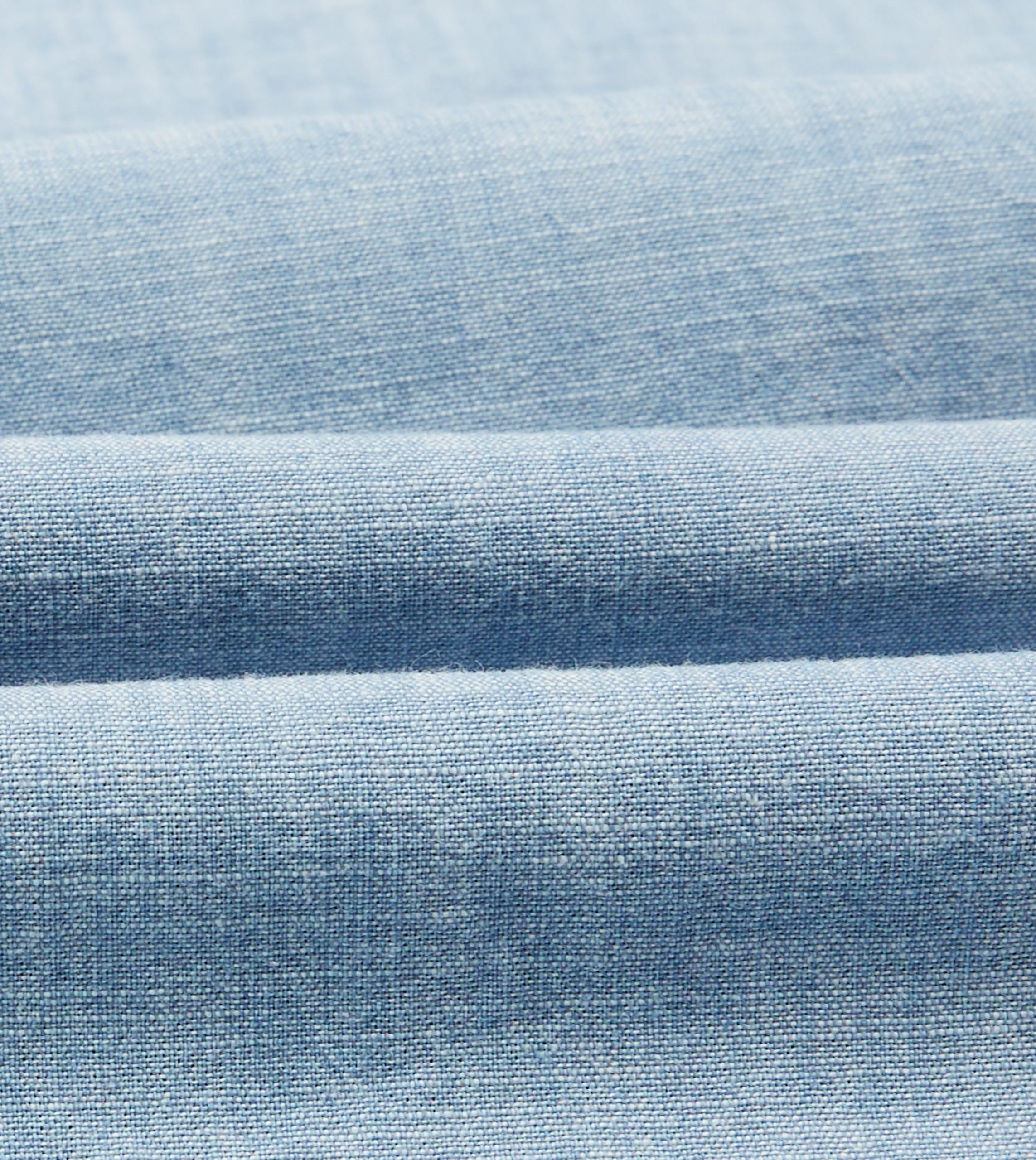 Blue Cotton Chambray Spread Collar Popover Shirt - Image 2