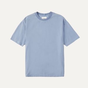 Light Indigo Cotton Crew Neck Hiking T-Shirt