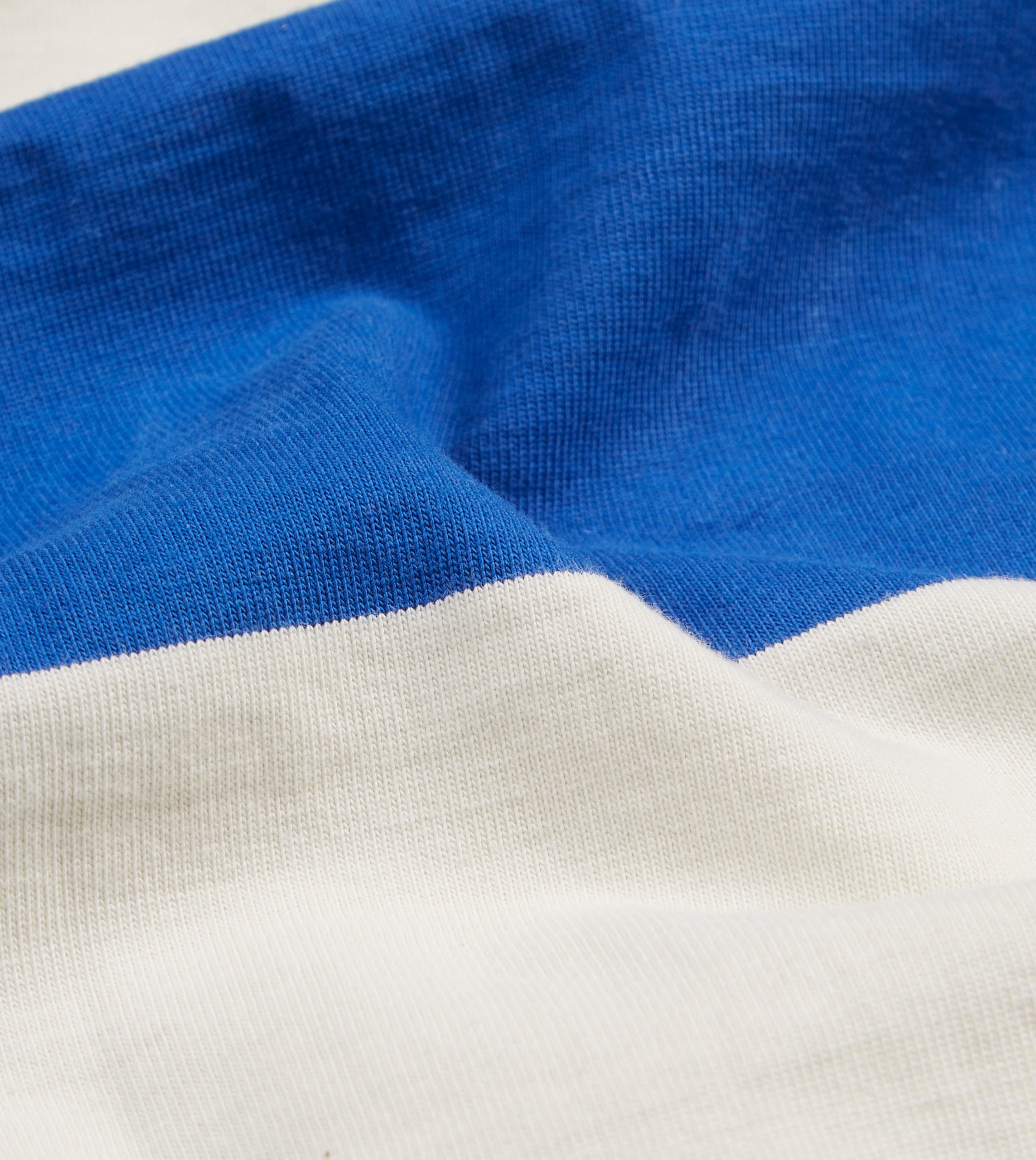 Blue and White Wide Stripe Heavy Cotton Crew Neck Hiking T-Shirt - Image 2