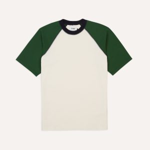 Ecru and Green Raglan Sleeve Hiking T-Shirt