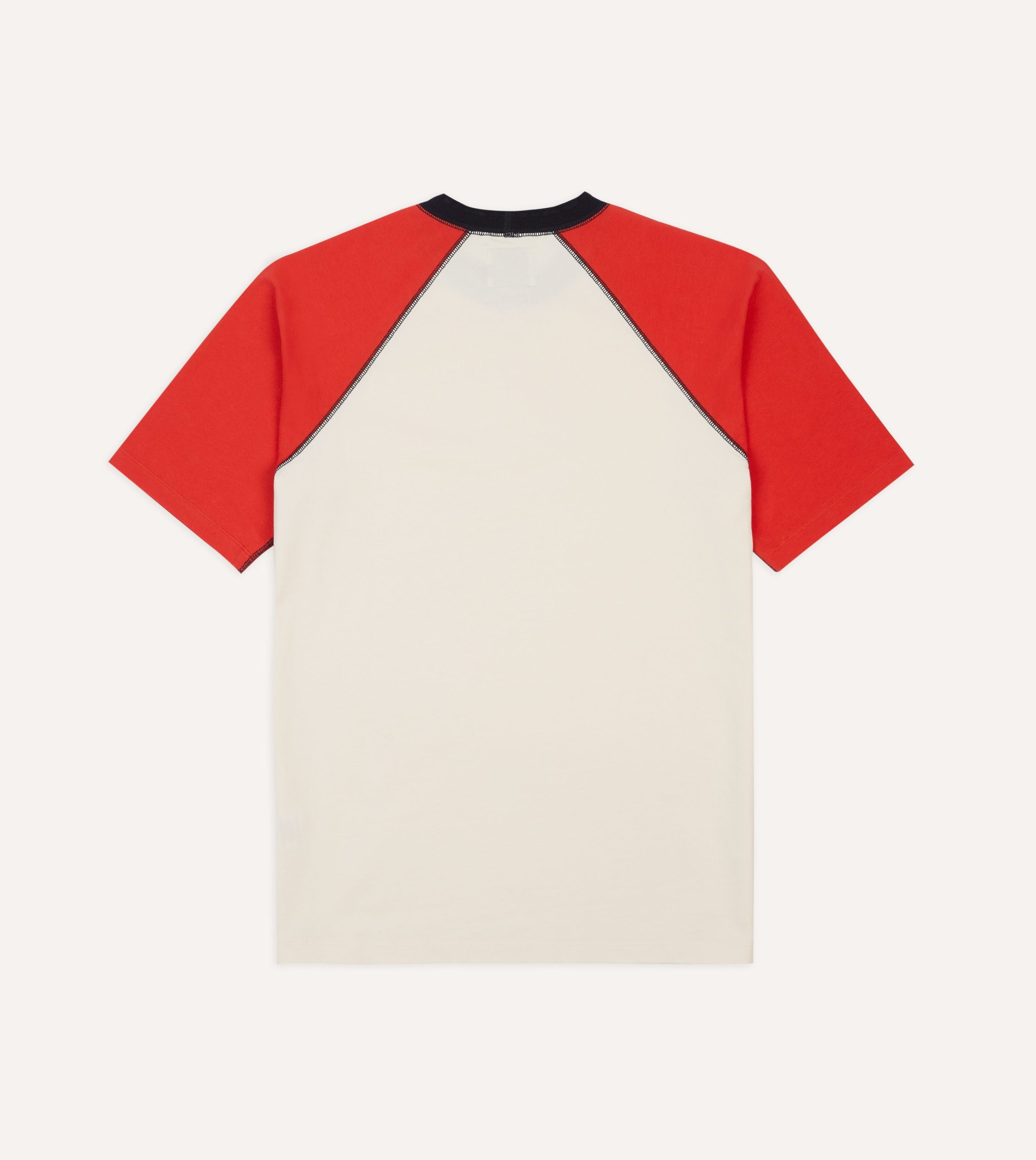 Ecru and Red Raglan Sleeve Hiking T-Shirt - Image 4