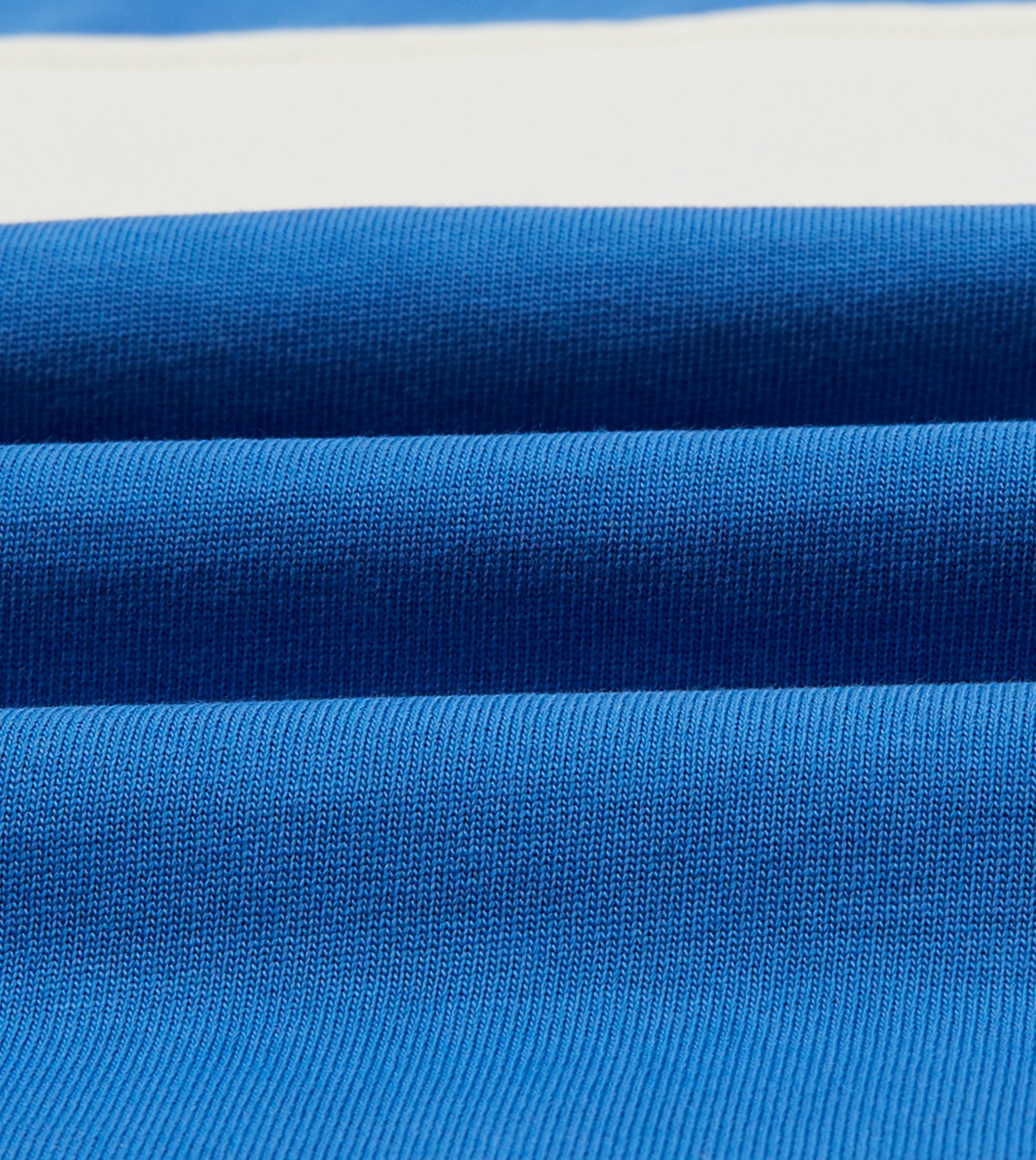 Blue and Ecru Panel Stripe Cotton Crew Neck Hiking T-Shirt - Image 2