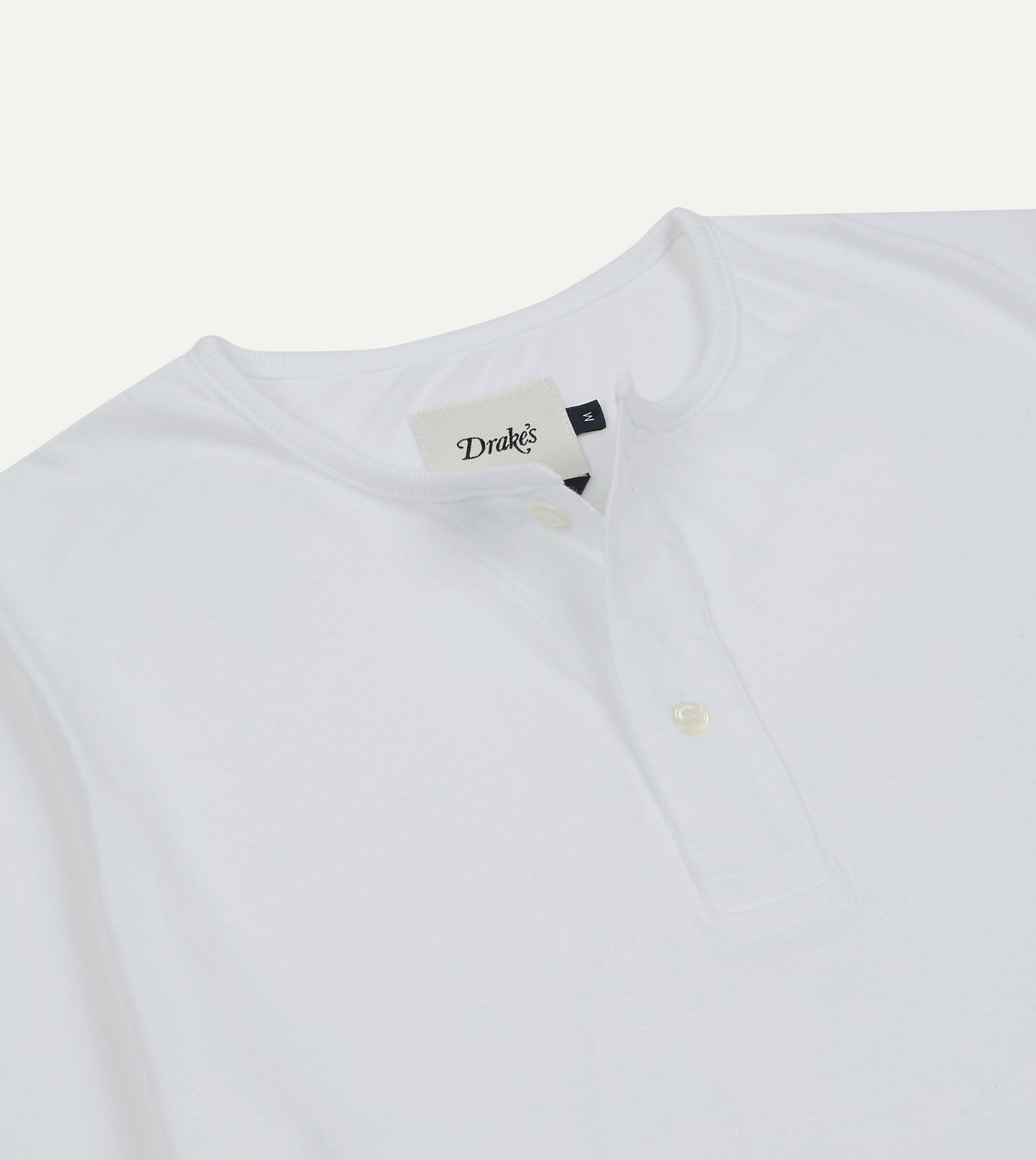 White Cotton Two-Button Henley T-Shirt - Image 3