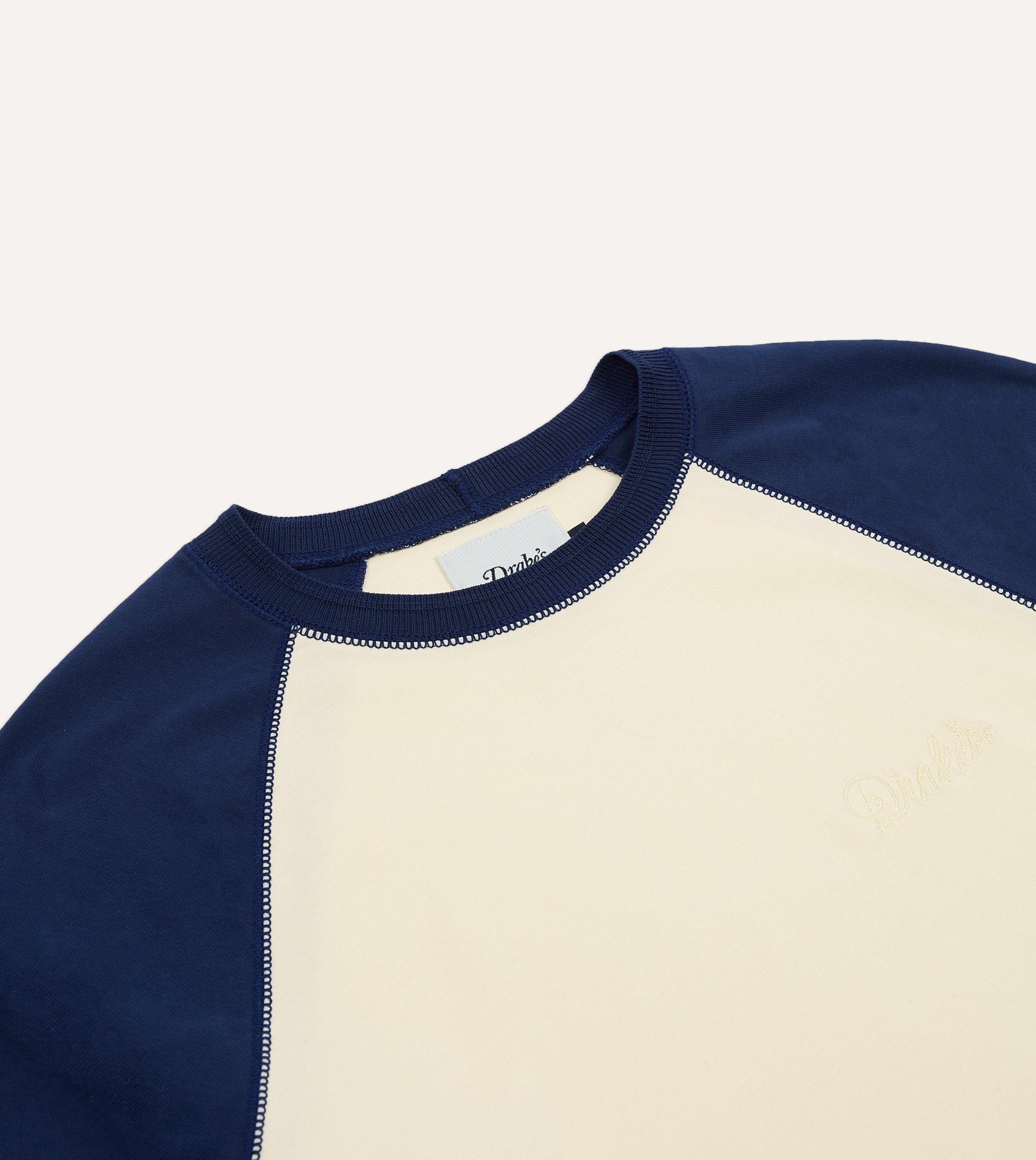 Ecru and Navy Raglan Sleeve Hiking T-Shirt - Image 3