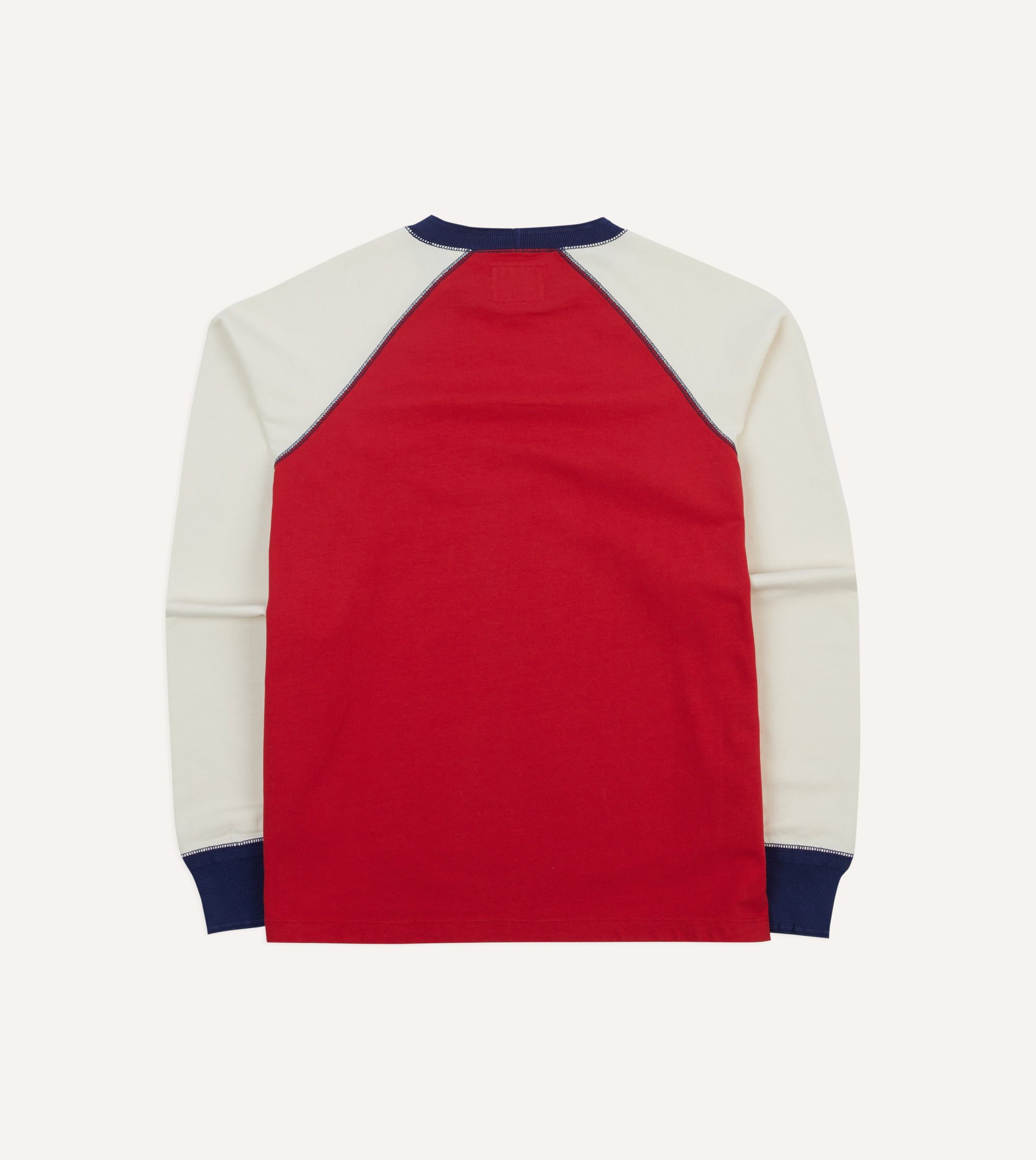 Red and Ecru Long Sleeve Raglan T-Shirt - Image 5