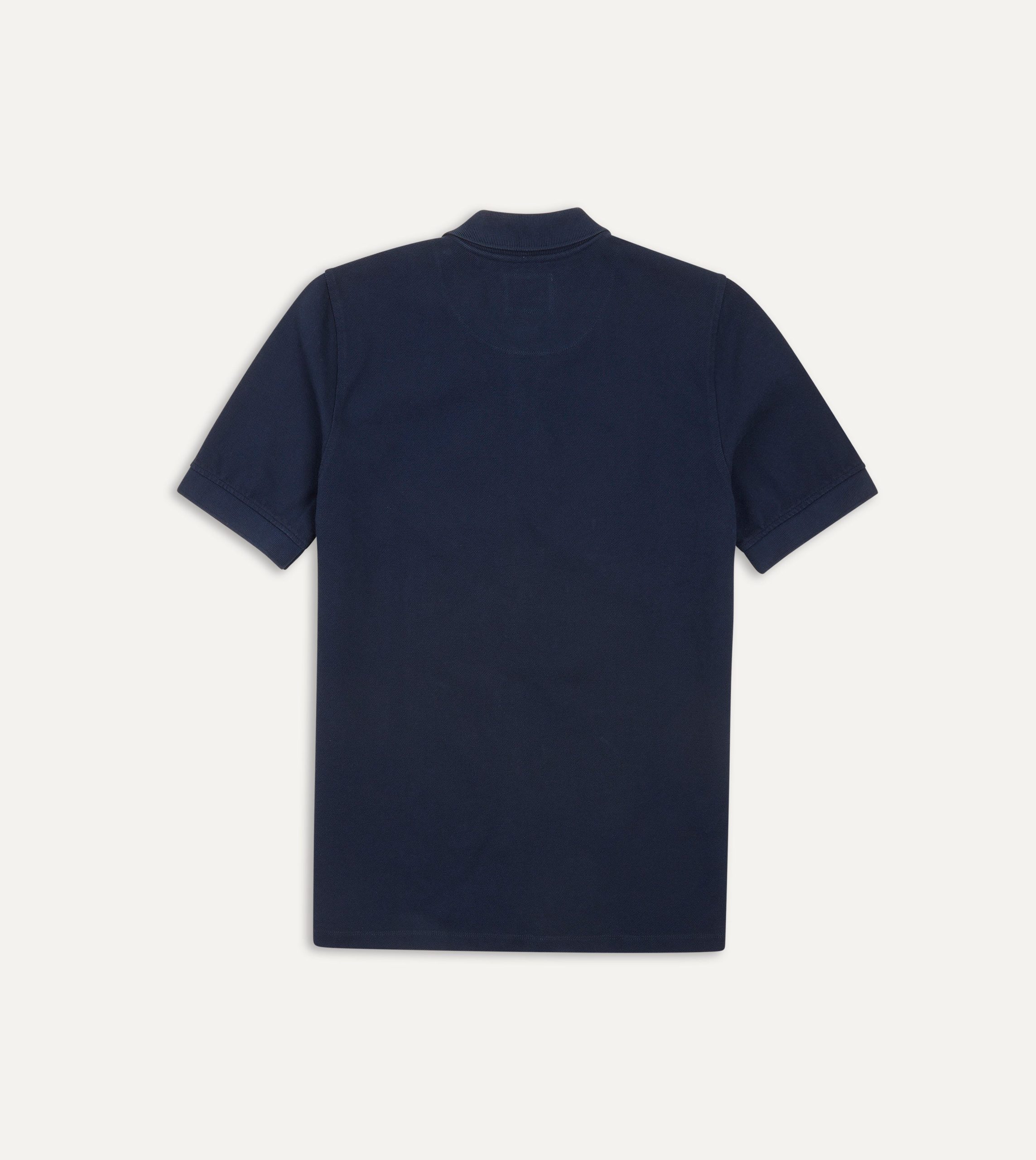 Navy Piqu?? Cotton Polo Shirt - Image 4
