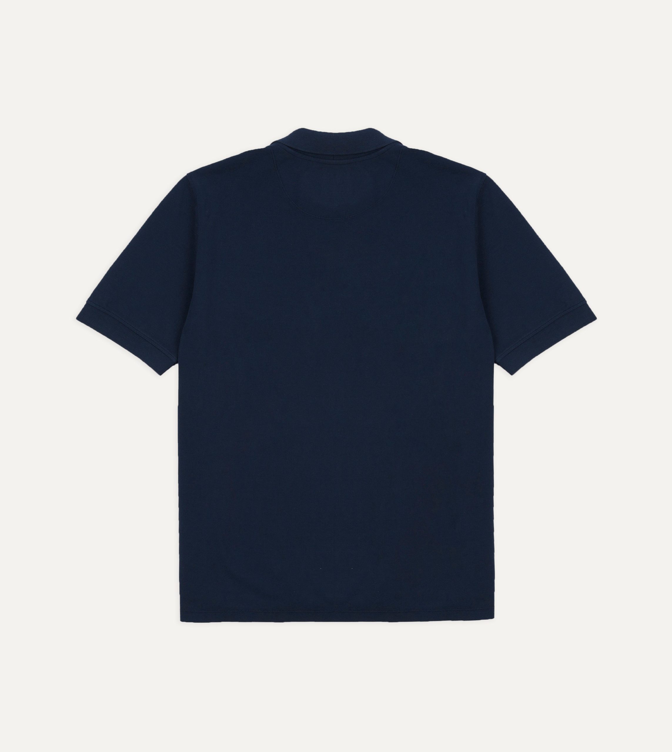 Dark Navy Piqué Cotton Polo Shirt - Image 4