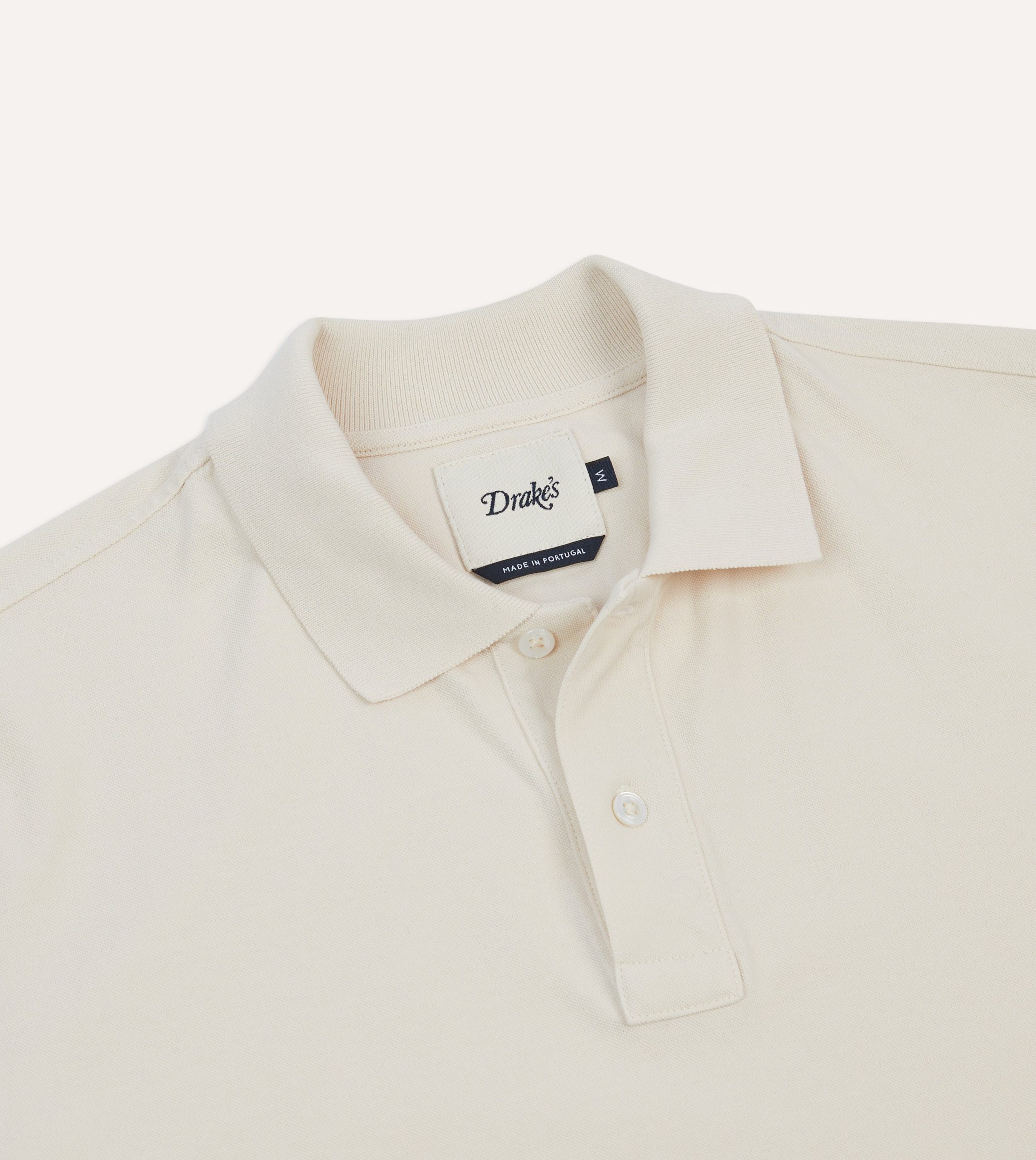 Ecru Piqué Cotton Polo Shirt - Image 3
