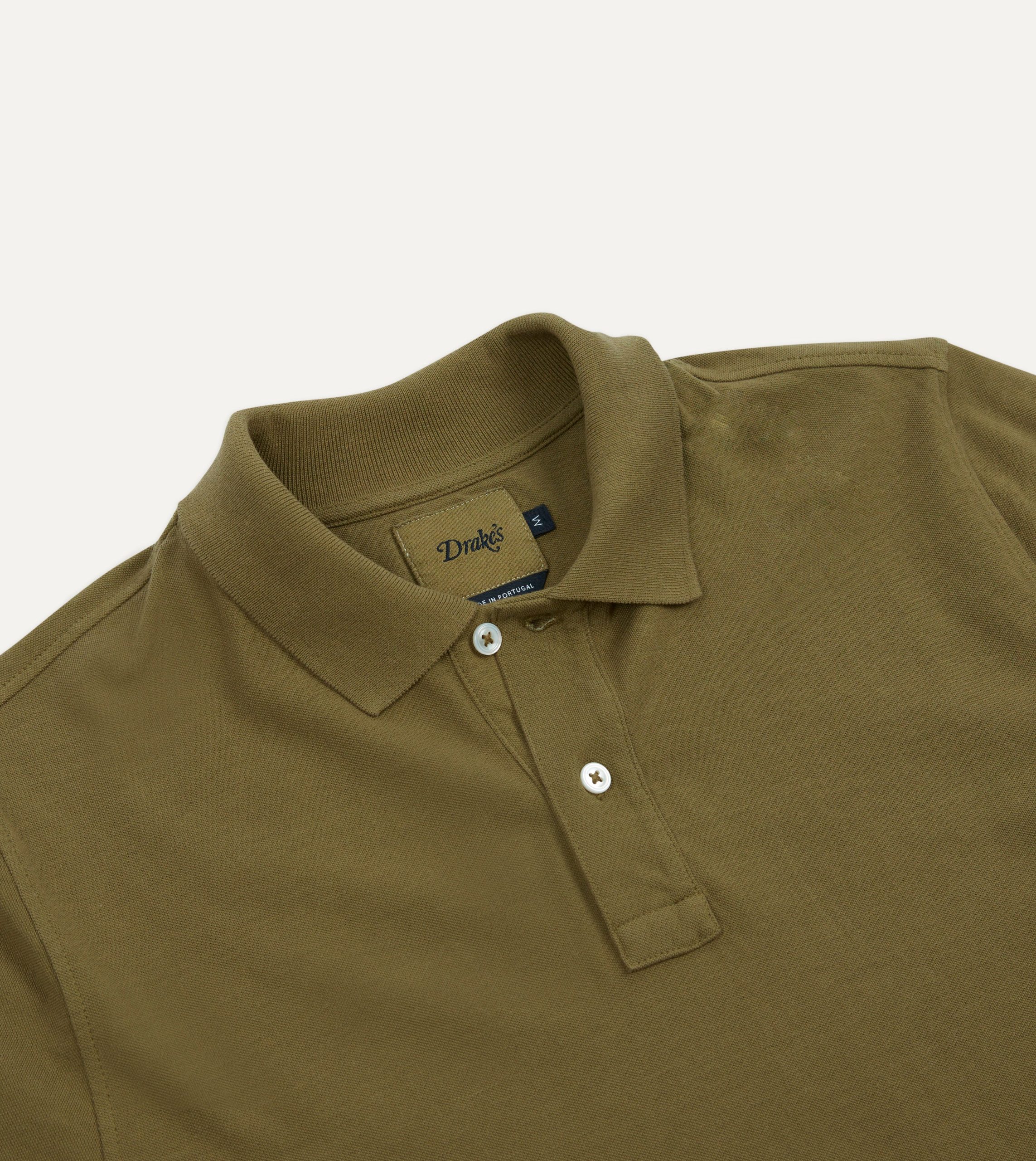 Khaki Piqué Cotton Polo Shirt - Image 3