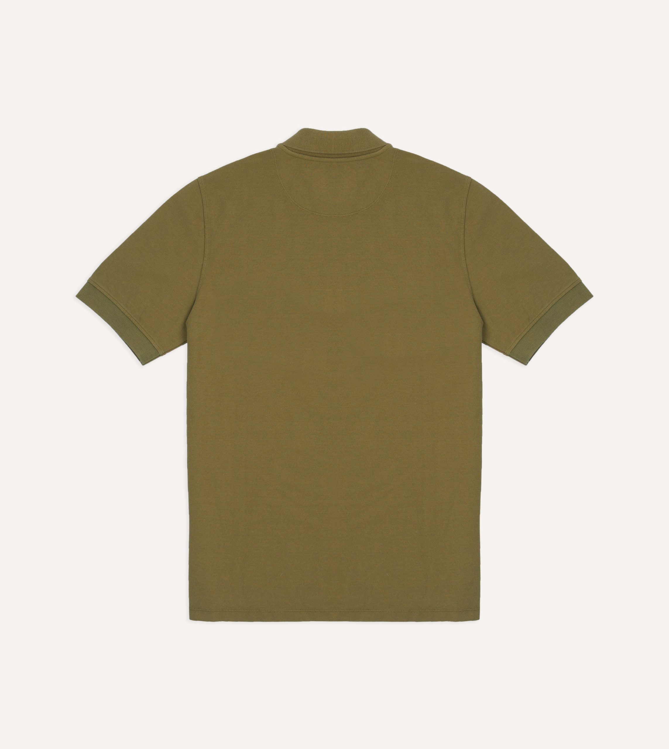 Khaki Piqué Cotton Polo Shirt - Image 4
