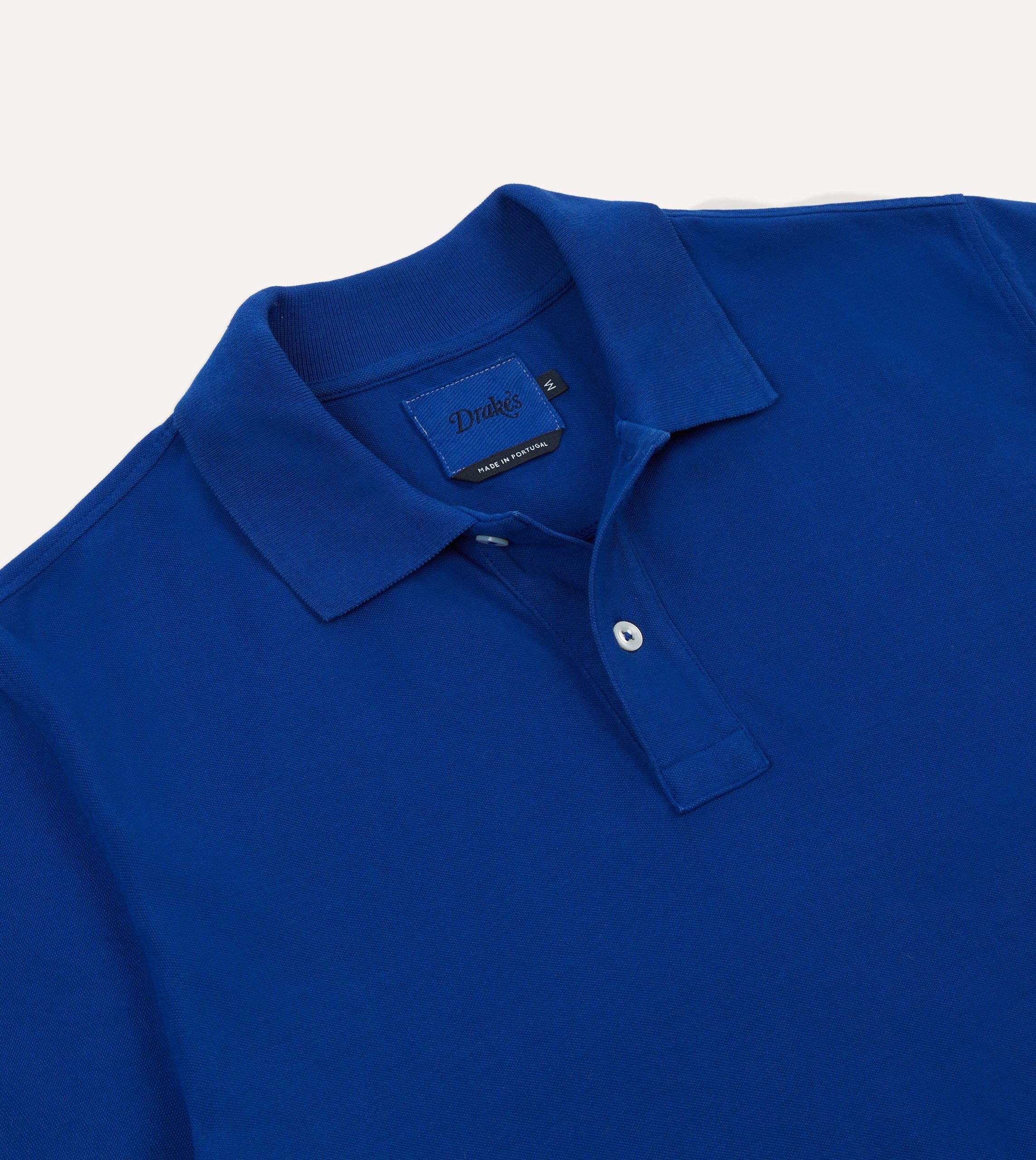 Blue Piqué Cotton Polo Shirt - Image 3