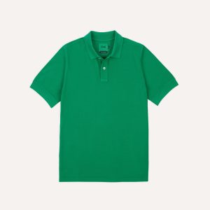 Washed Green Piqué Cotton Polo Shirt