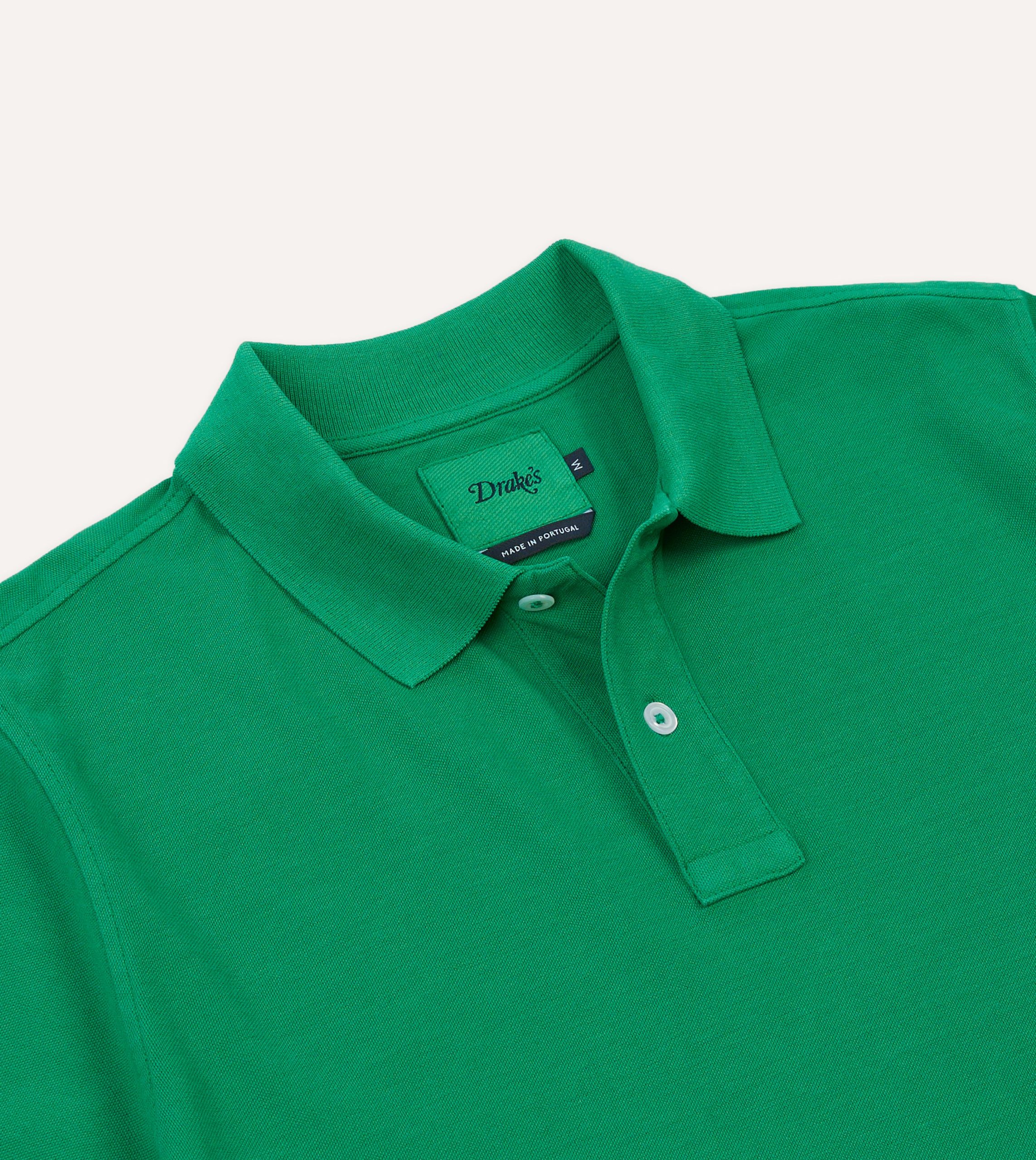 Washed Green Piqué Cotton Polo Shirt - Image 3
