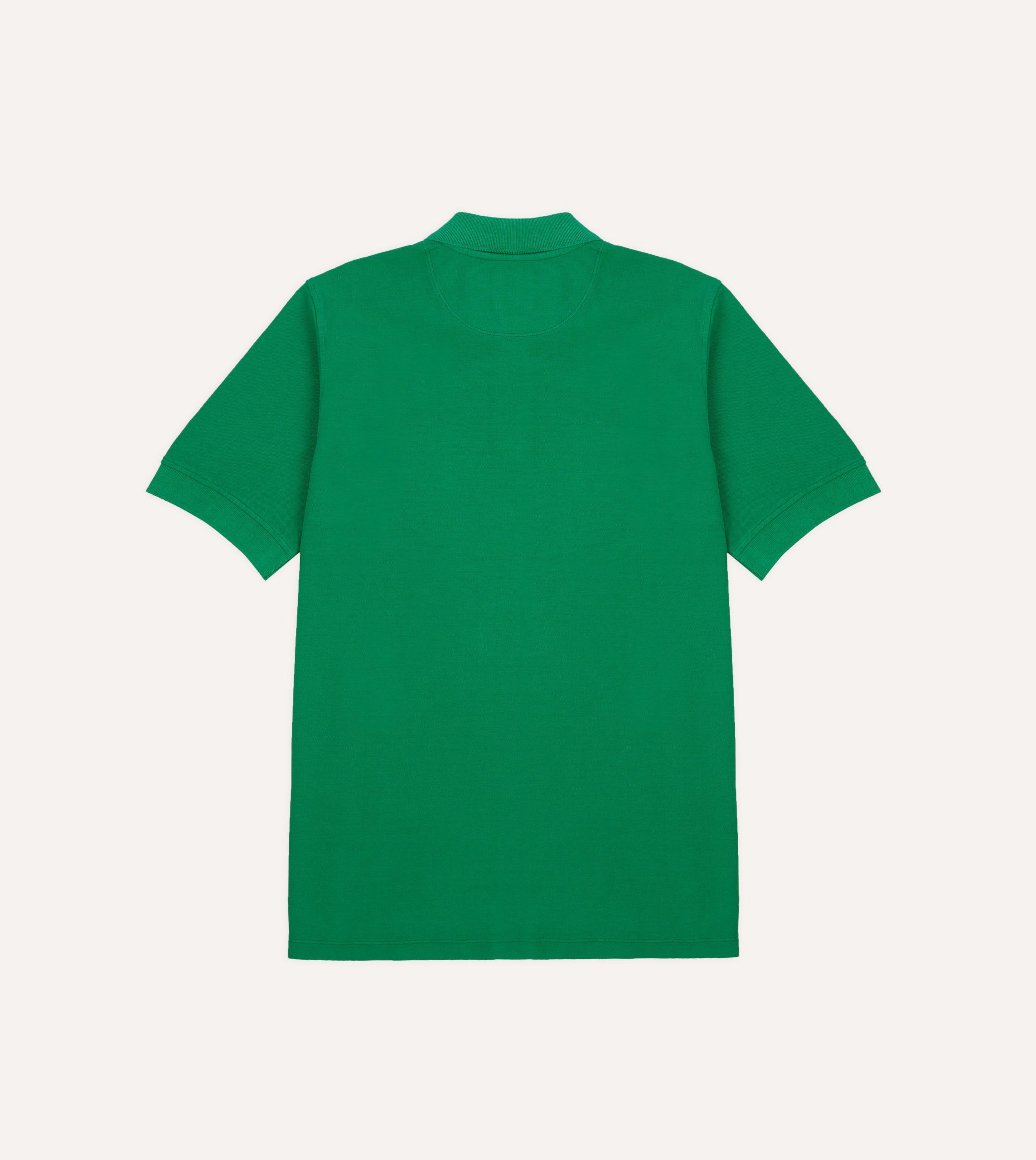 Washed Green Piqué Cotton Polo Shirt - Image 4