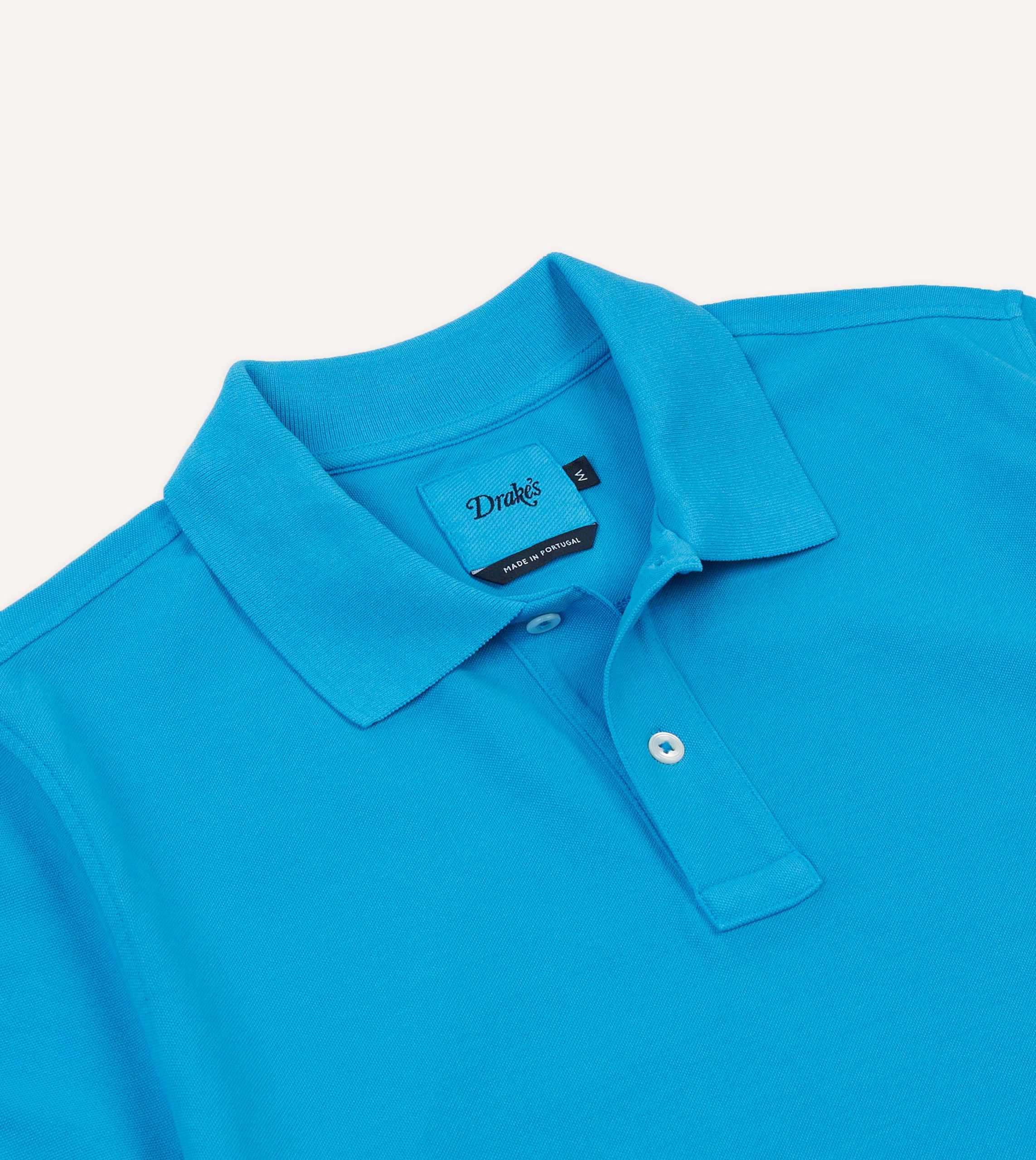 Sky Blue Piqué Cotton Polo Shirt - Image 3