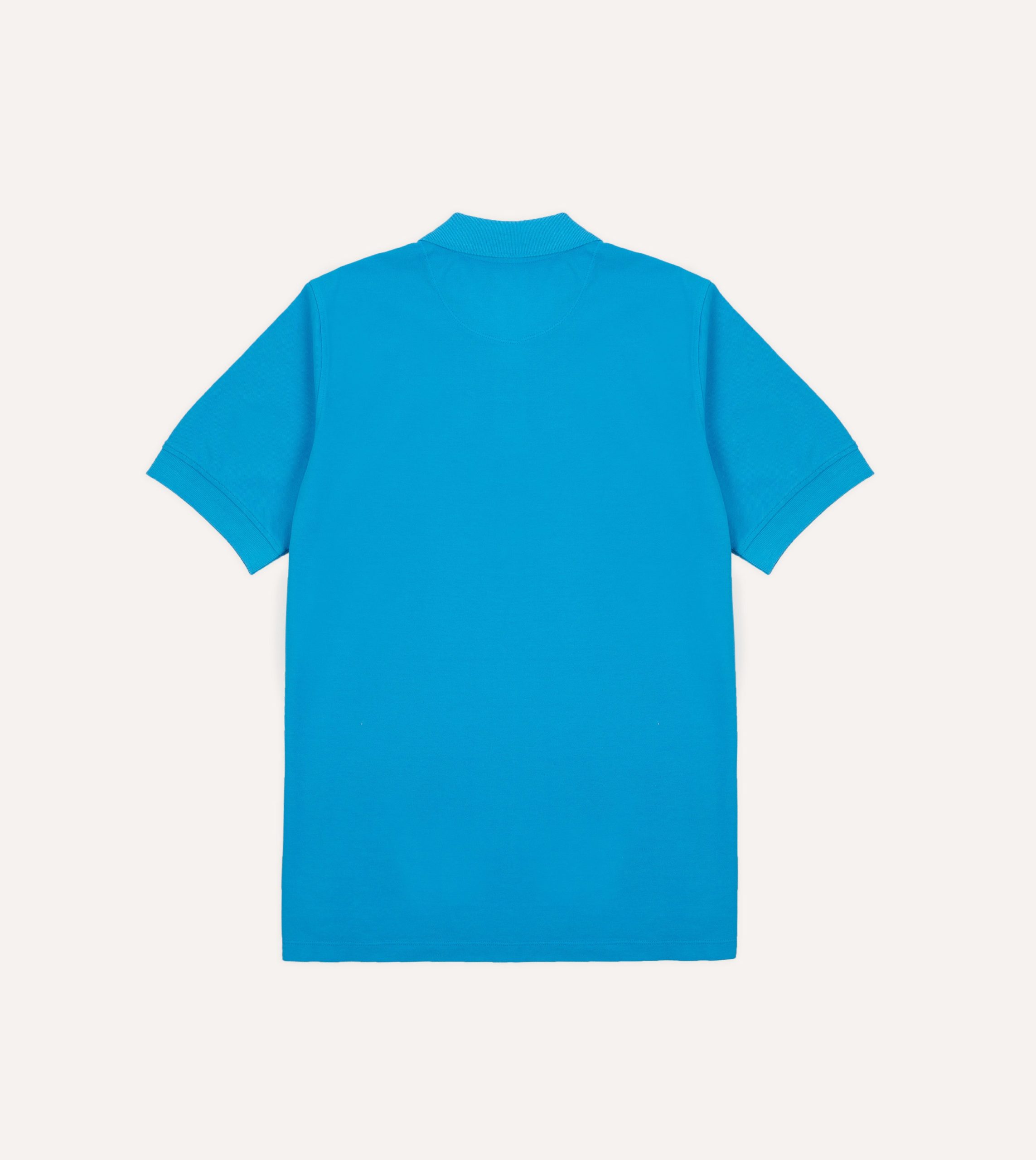 Sky Blue Piqué Cotton Polo Shirt - Image 4